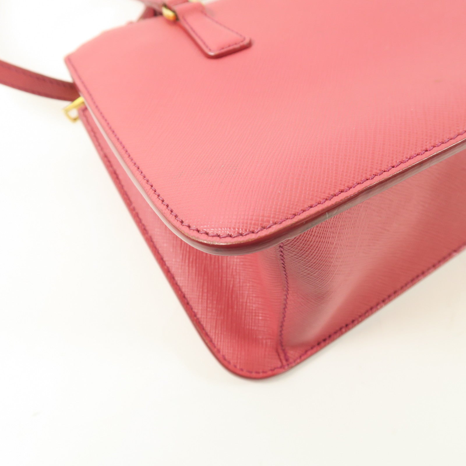 PRADA GHW 2 Way Shoulder Handbag Calfskin Leather Pink