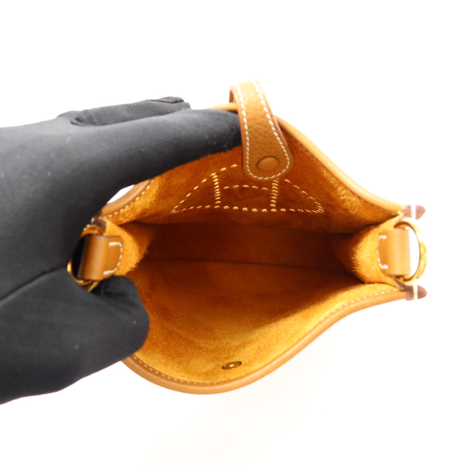 HERMES Clemence皮革Evelyne TPM肩背袋Gold