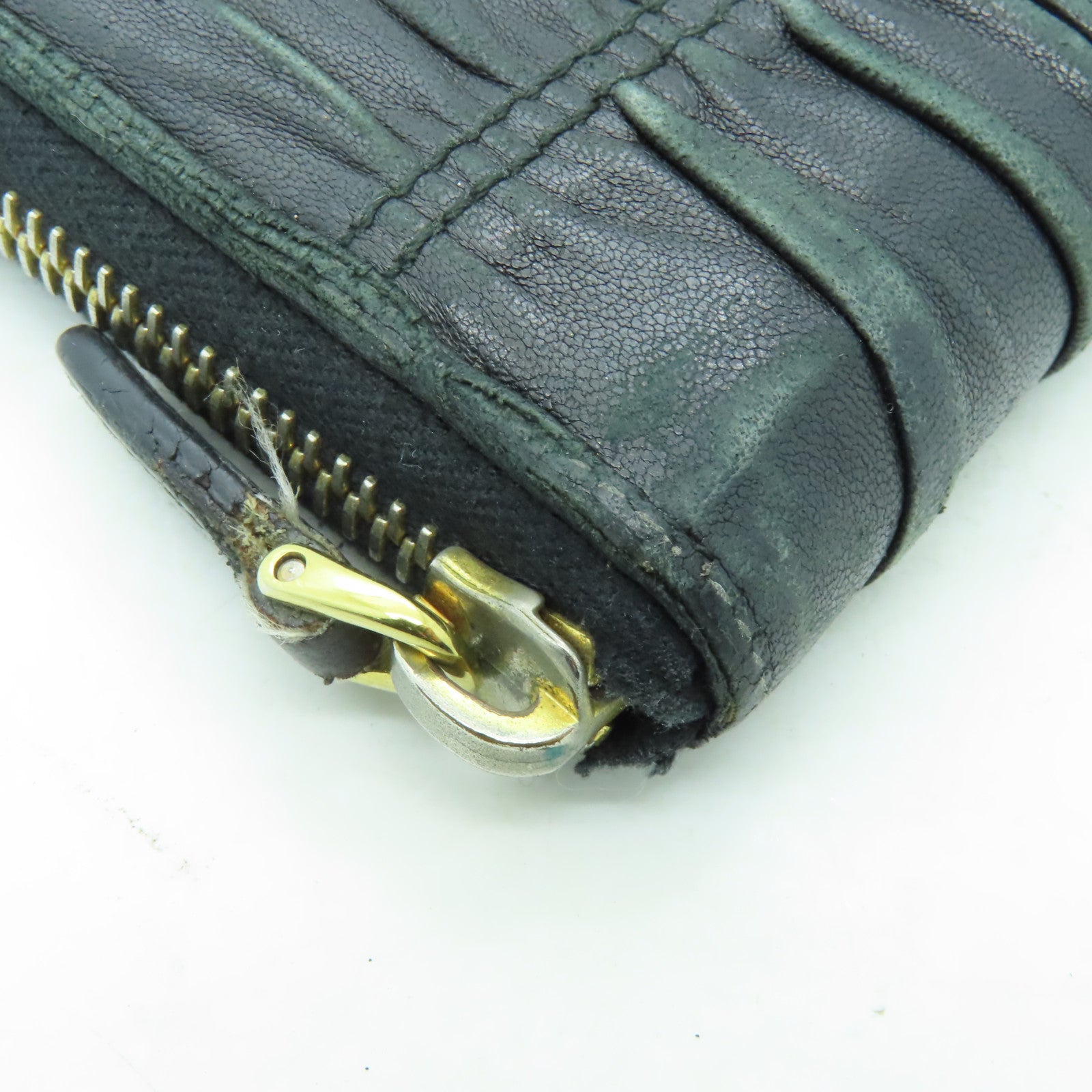 PRADA 【清倉大減價】皮革Zipper Long Wallet金扣長錢包黑色