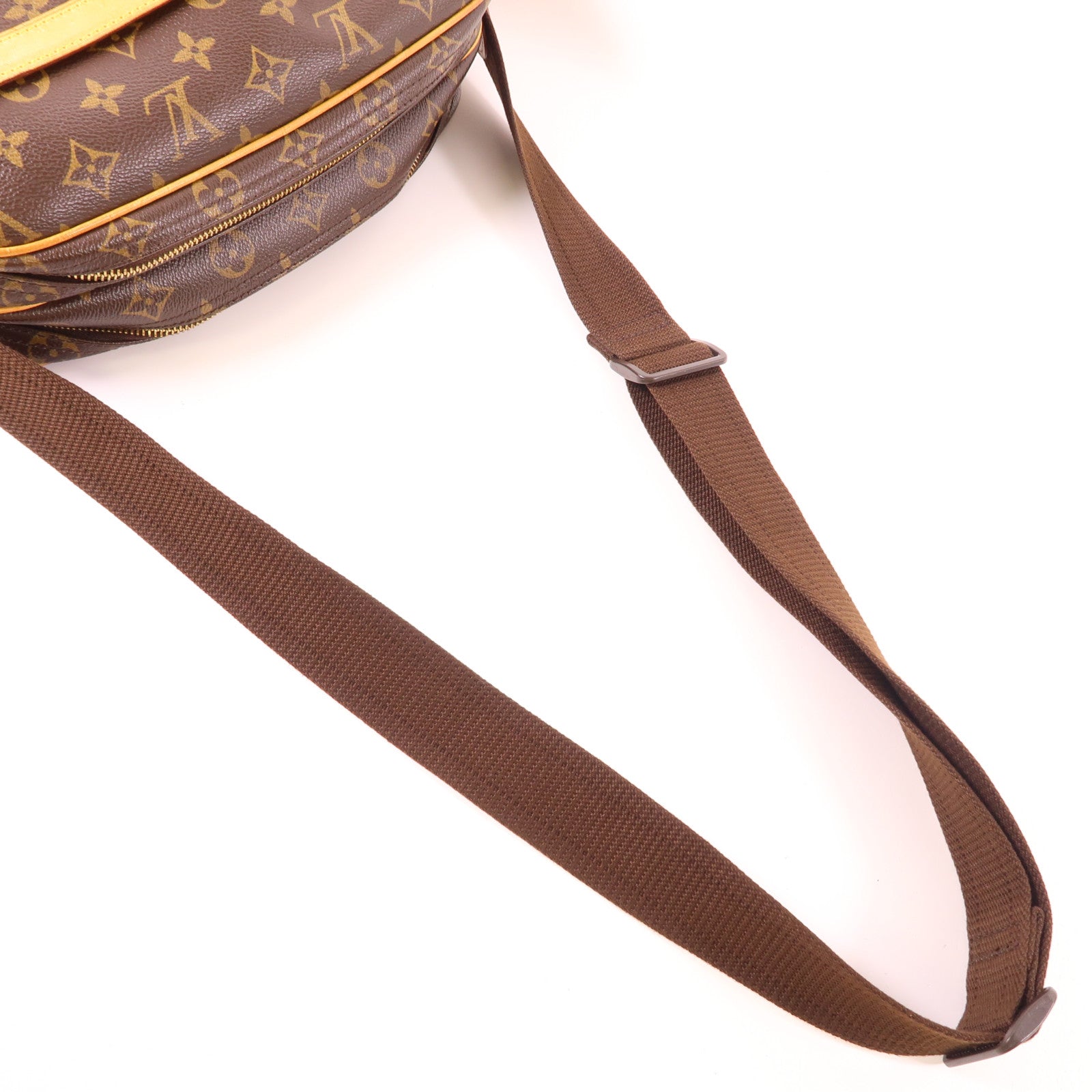 LOUIS VUITTON Monogram Reporter PM金扣肩背袋棕色