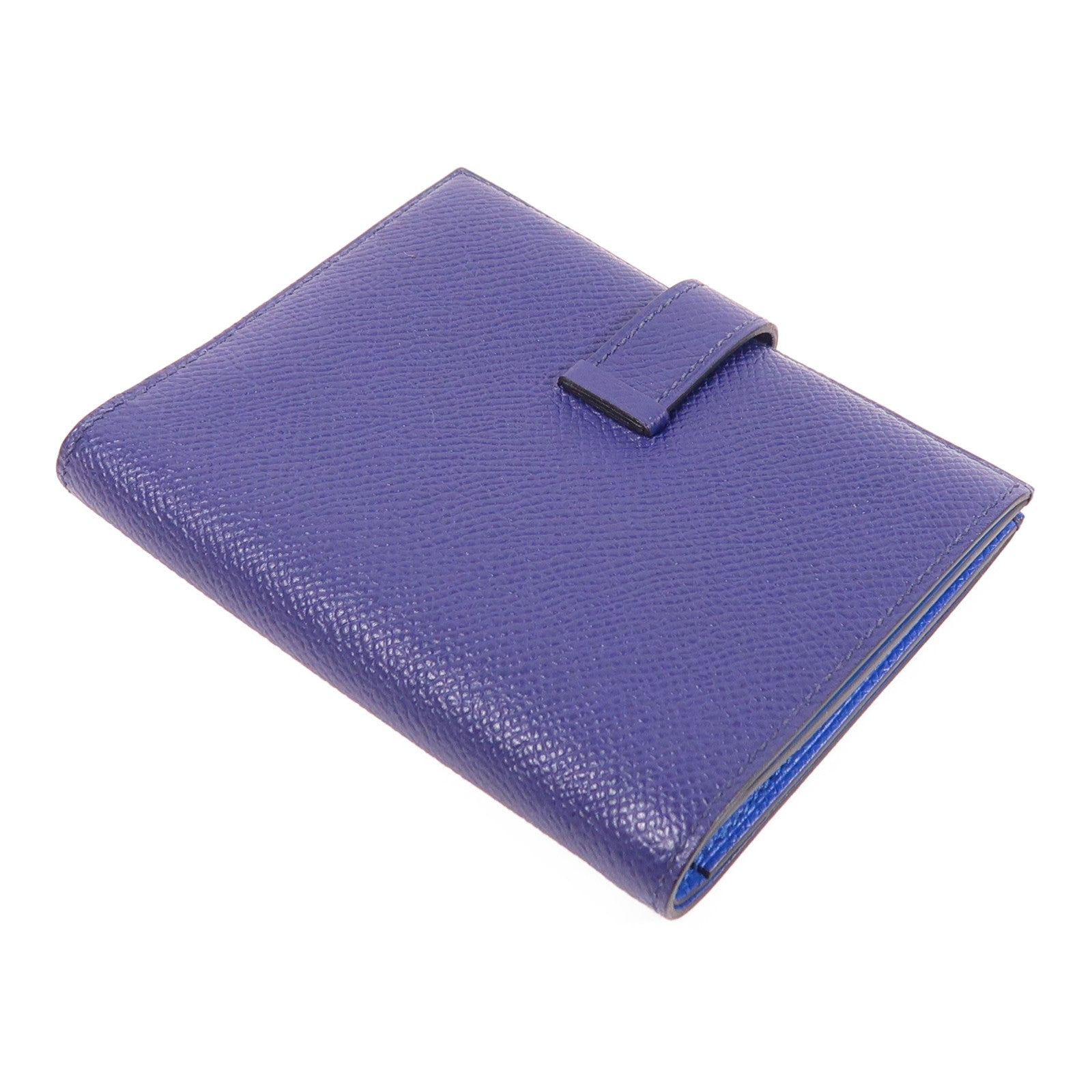 HERMES Epsom皮革Bearn Wallet銀扣錢包Deep Bleu/Bleu Electrique