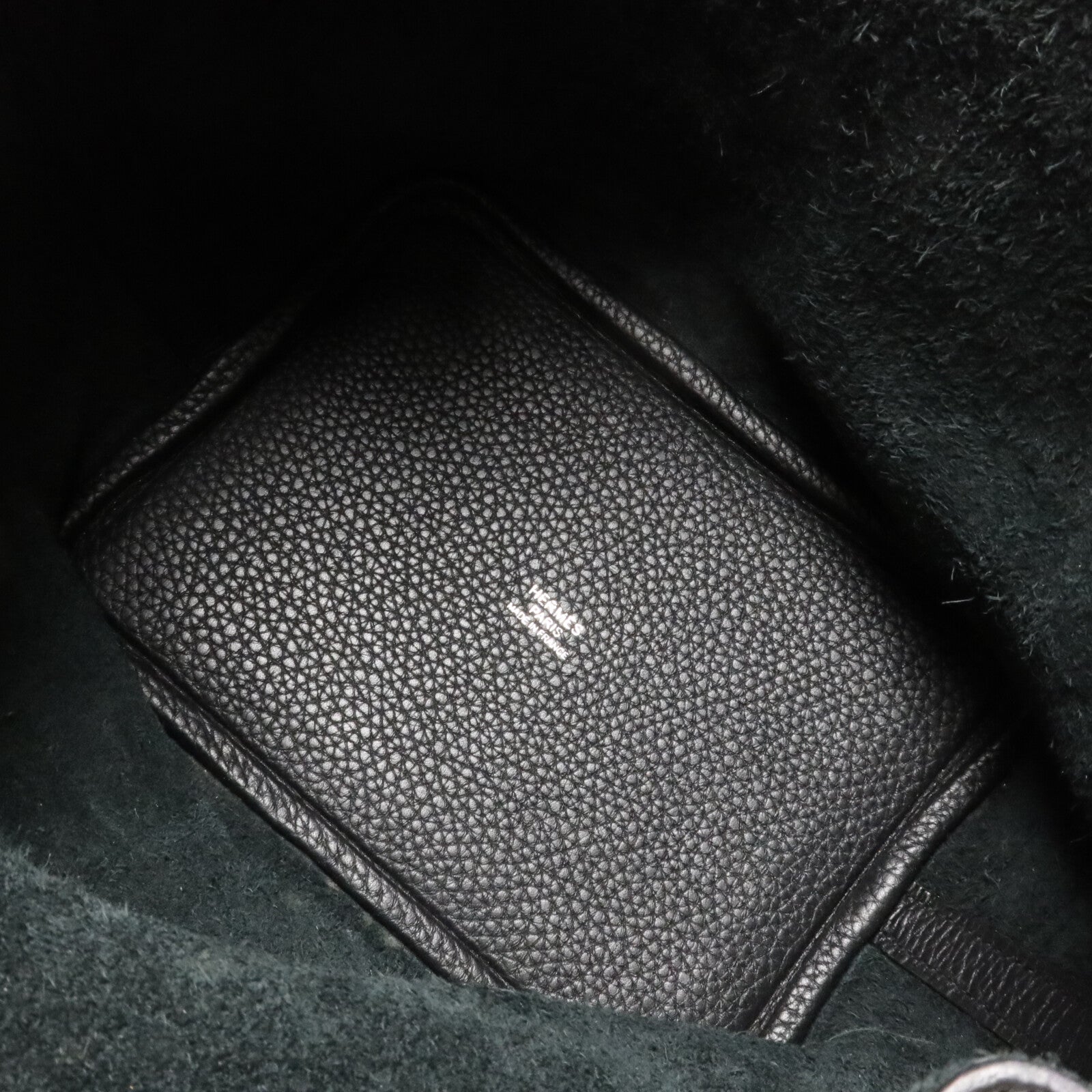 HERMES Clemence皮革Picotin PM手挽袋Noir