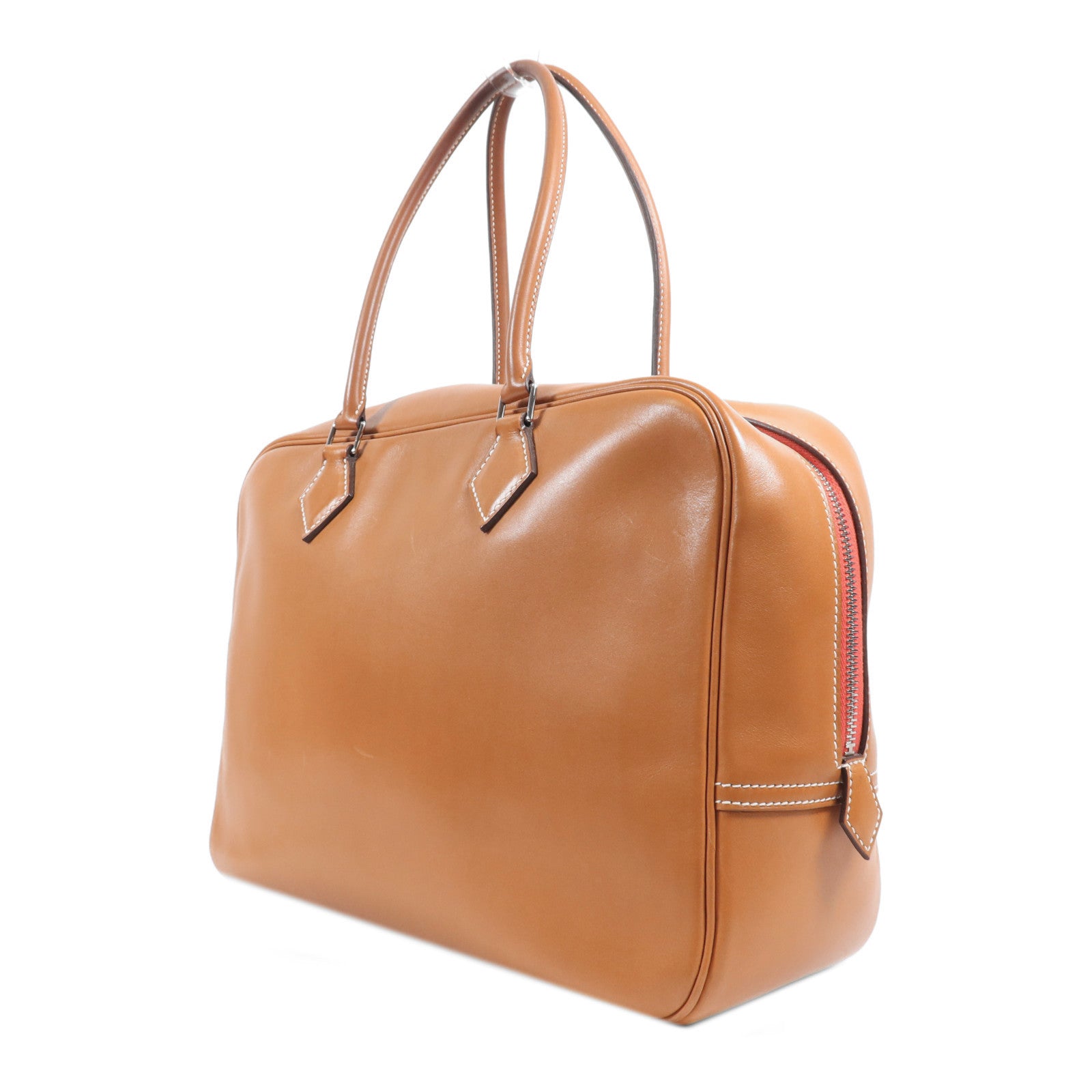 HERMES Butler皮革Plume Pop 32銀扣手挽袋Naturel