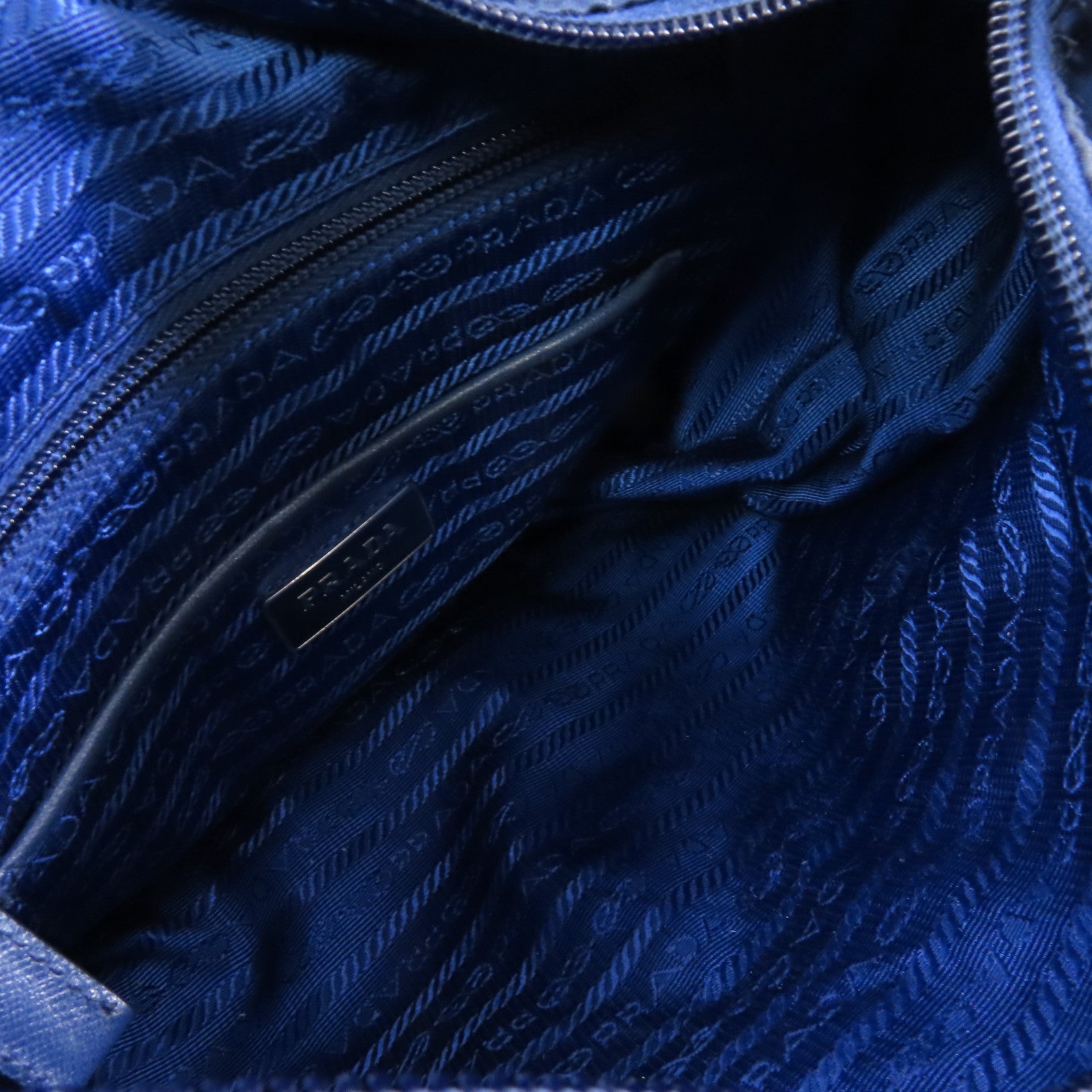 PRADA 尼龍Shoulder Bag銀扣肩背袋藍色