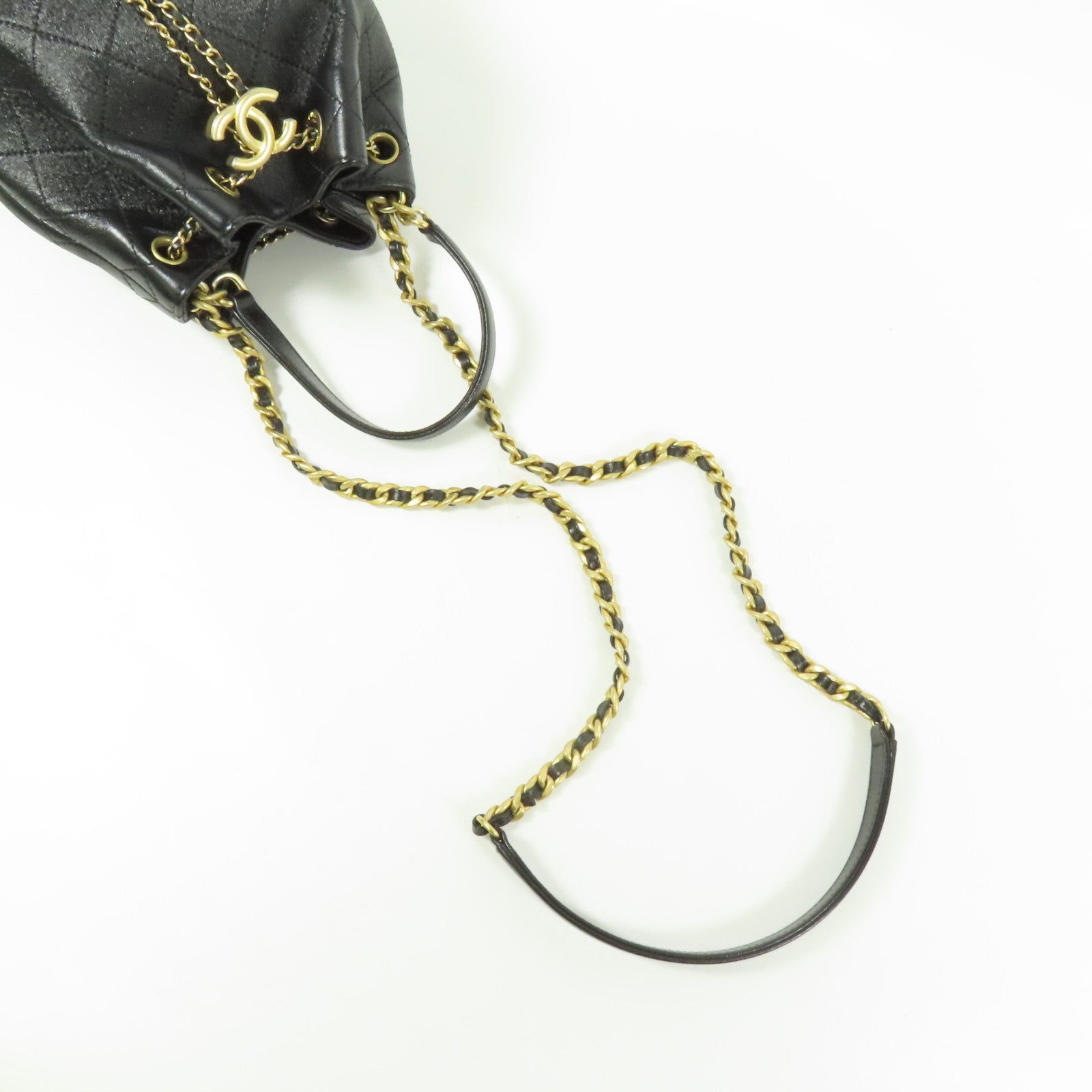 CHANEL 牛皮皮革Bucket Bag金扣手挽肩背兩用袋