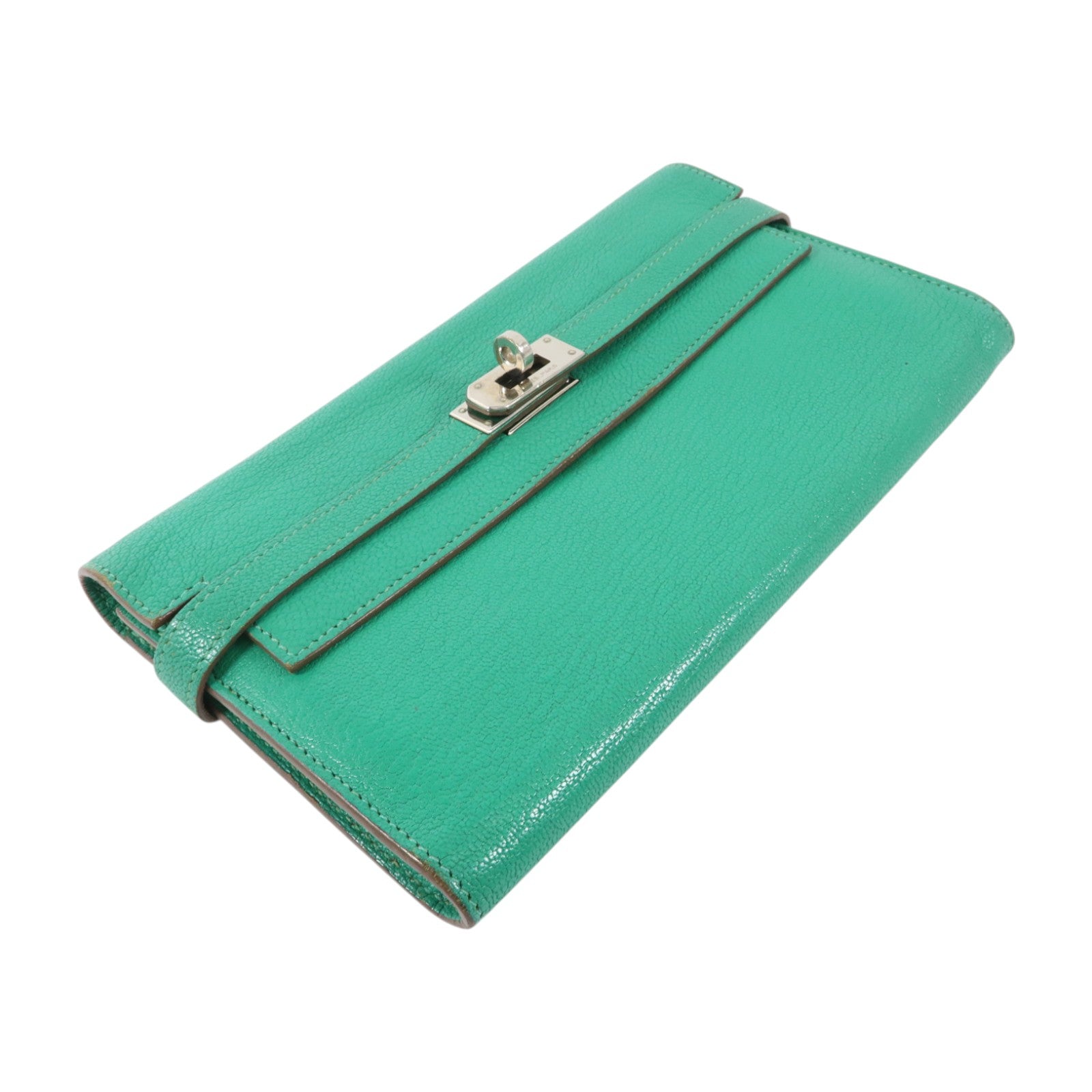 HERMES Chevre皮革Kelly Wallet長錢包Bambou