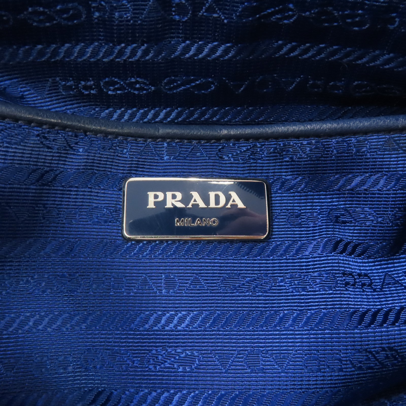 PRADA 尼龍Shoulder Bag銀扣肩背袋藍色