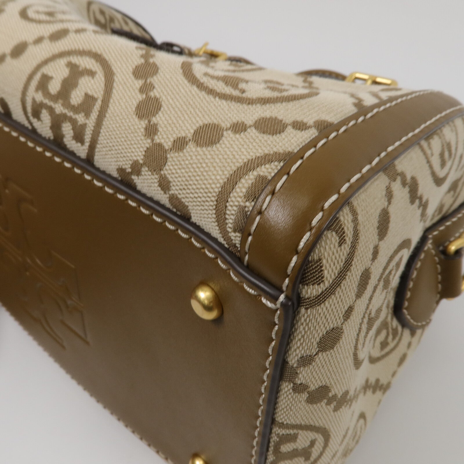Tory Burch 帆布T Monogram Jacquard Barrel Bag手挽肩背兩用袋