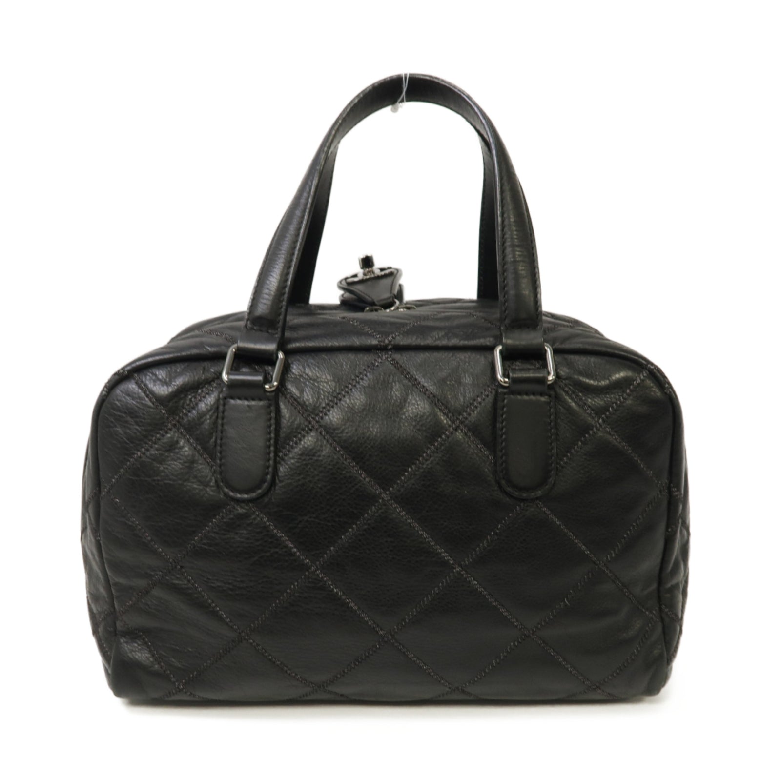 CHANEL 【激減優惠】牛皮皮革Totebag銀扣手挽袋黑色