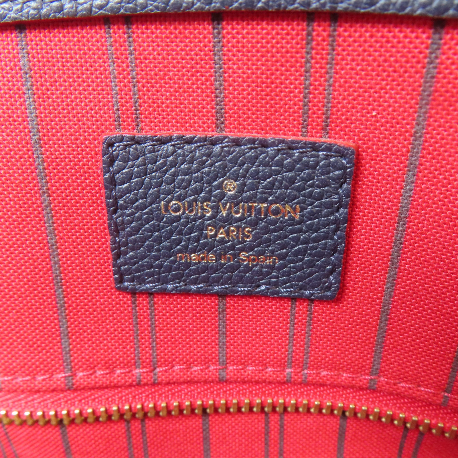 LOUIS VUITTON Monogram Empreinte Pont Neuf MM金扣手挽肩背兩用袋深藍色