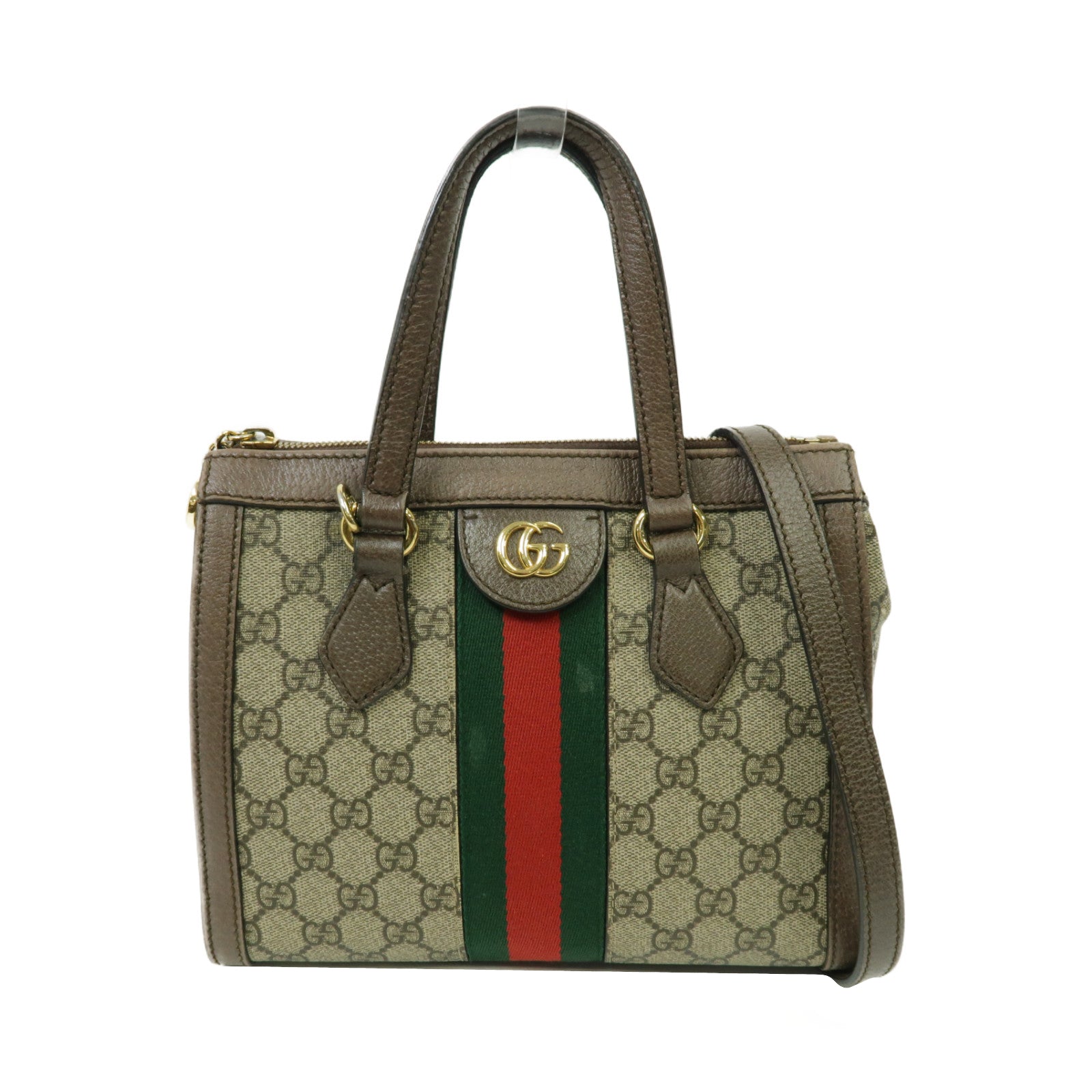 GUCCI 塗層帆布Ophidia GG Small Tote Bag金扣手挽肩背兩用袋啡色