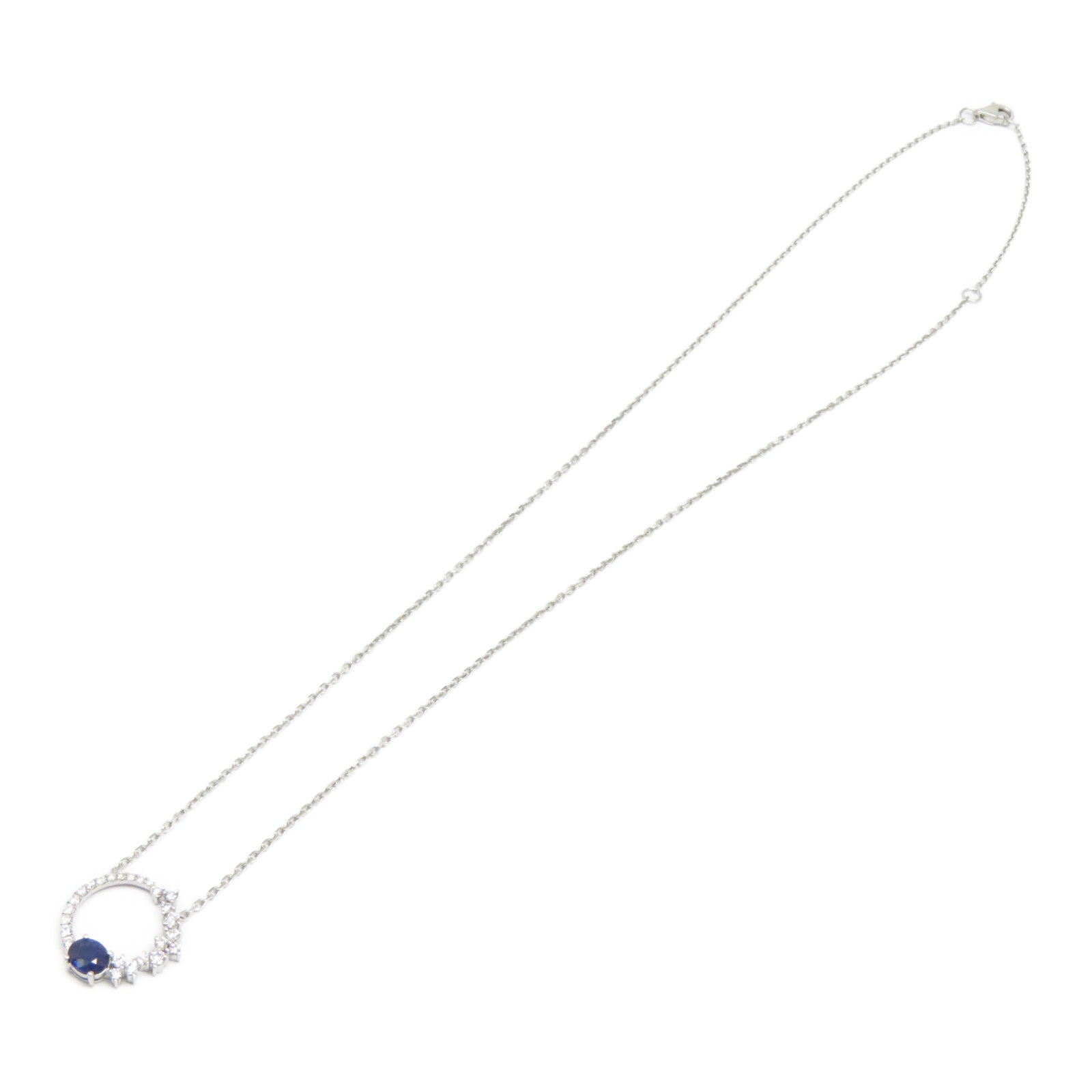 JEWELRY 【激減優惠】18K白金Sapphire Necklace 0.442ct藍寶石/0.27ct鑽石項鍊藍色/銀色