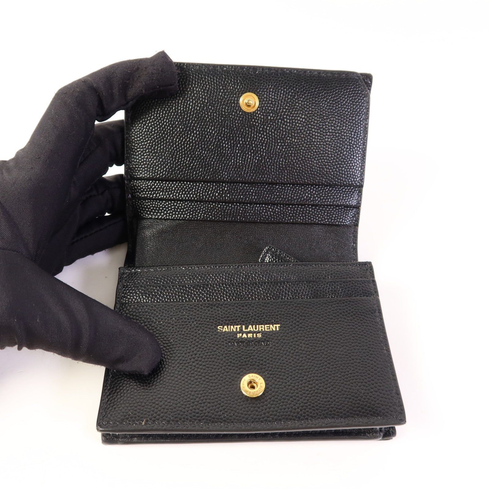 SAINT LAURENT 牛皮皮革Wallet金扣錢包