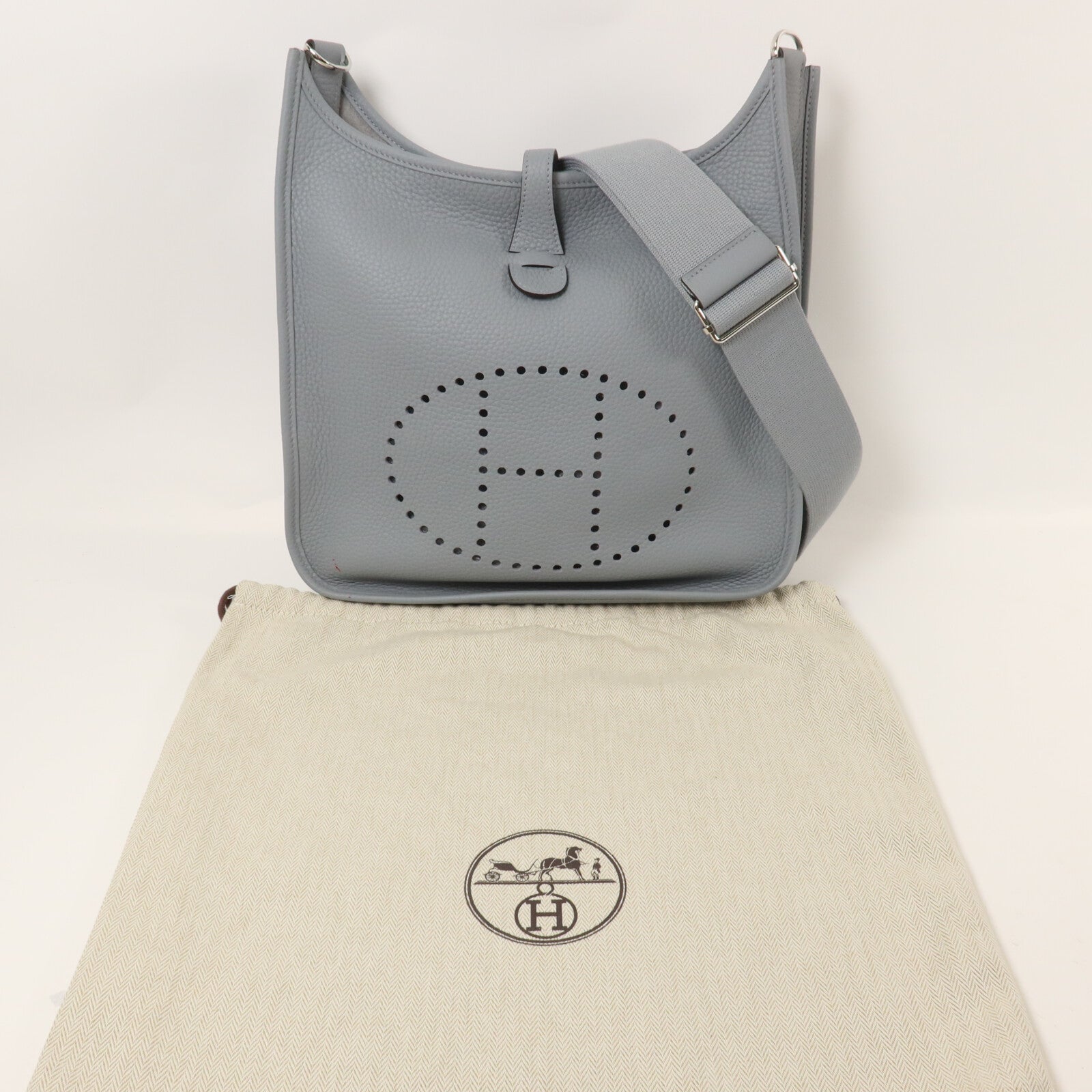 HERMES Clemence皮革Evelyne PM 肩背袋Gris Pantin