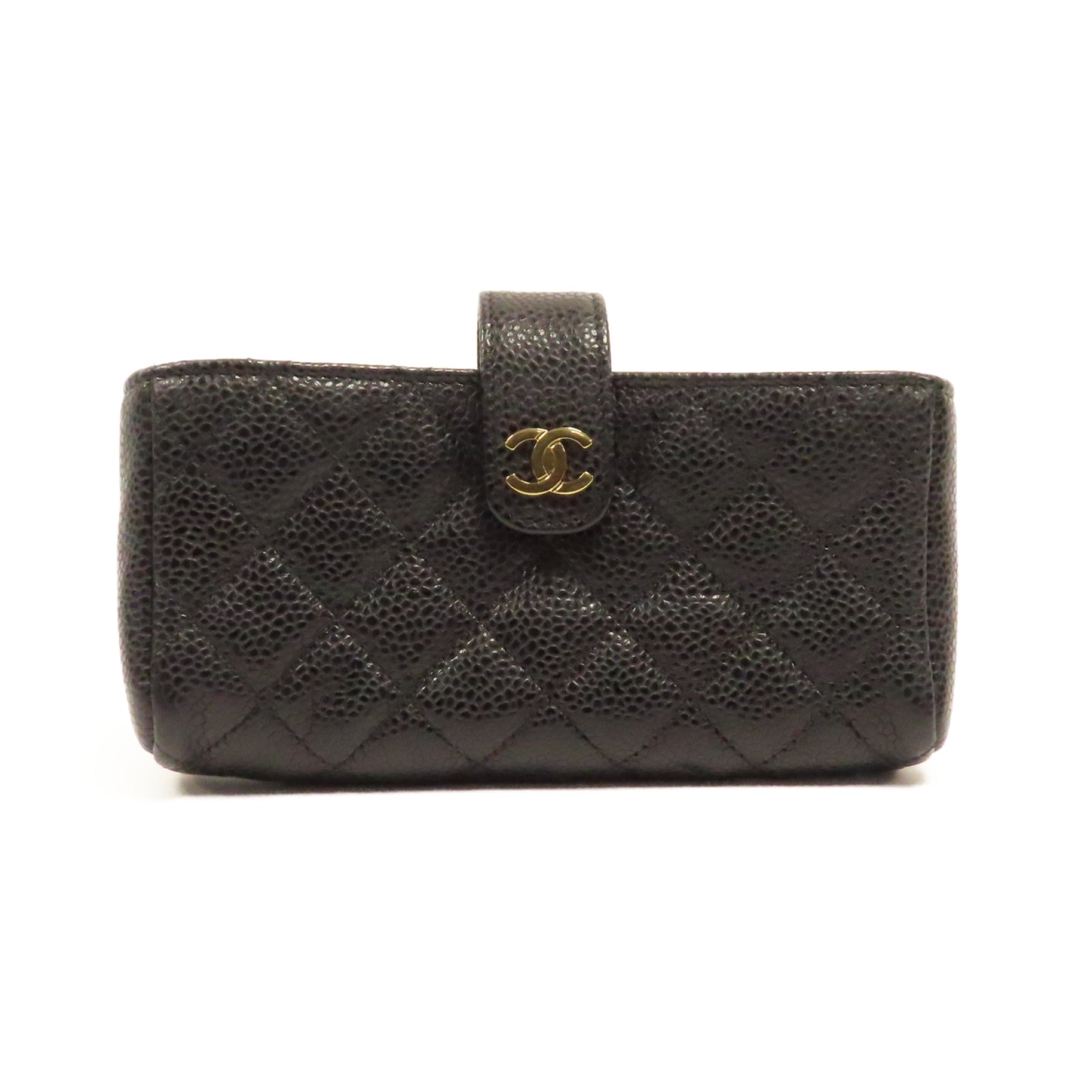 CHANEL **【激減優惠】菱格Caviar皮革Case金扣手機套黑色