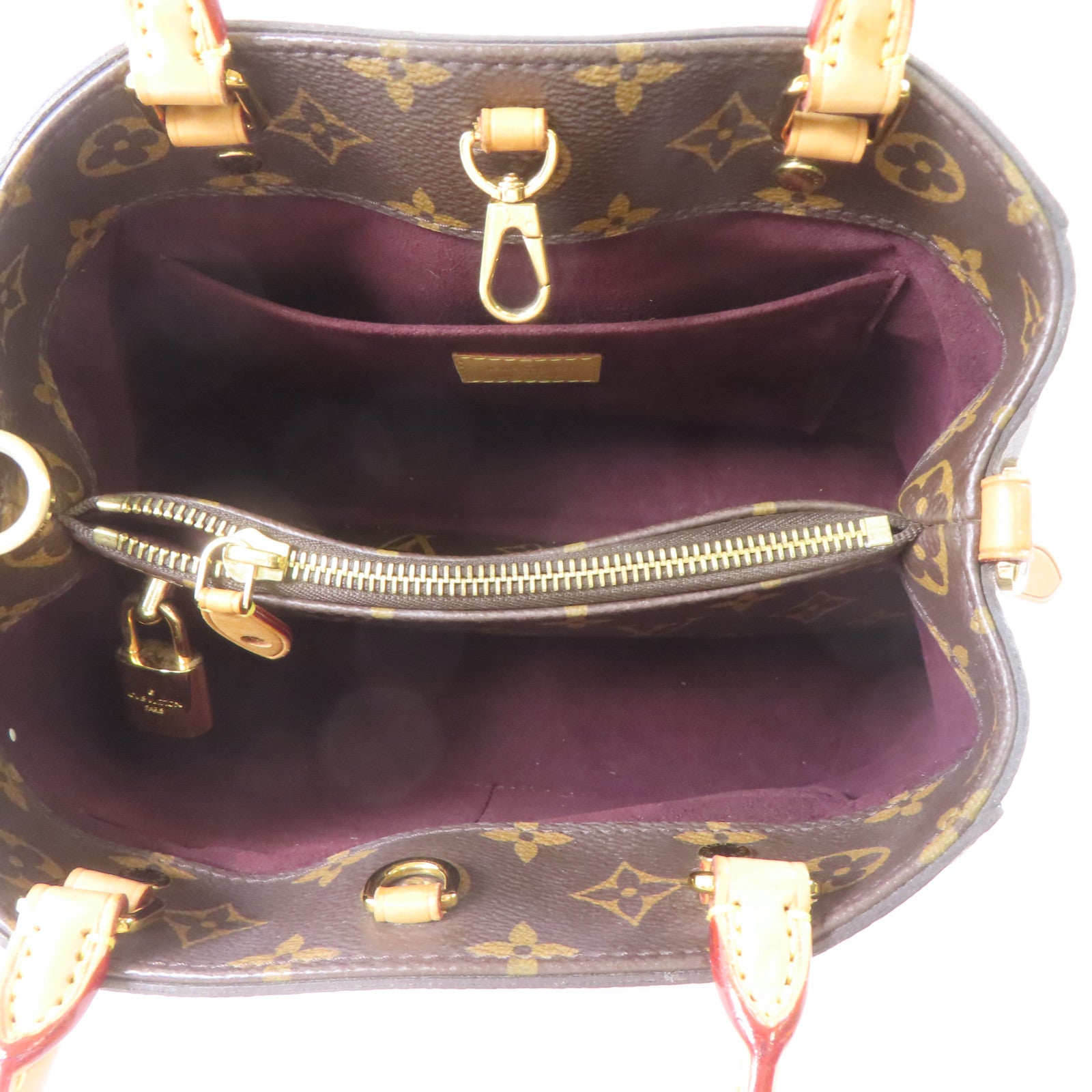 LOUIS VUITTON Monogram Montaigne BB金扣手挽肩背兩用袋啡色