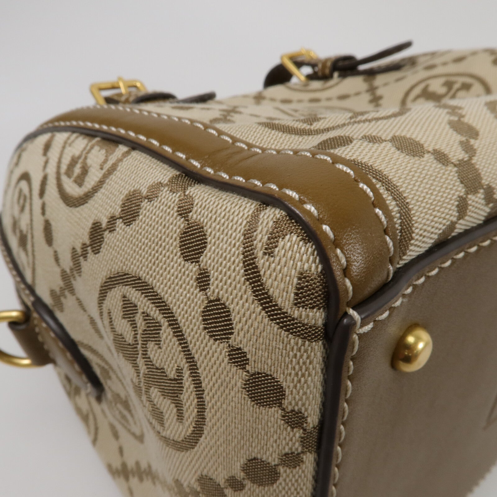 Tory Burch 帆布T Monogram Jacquard Barrel Bag手挽肩背兩用袋