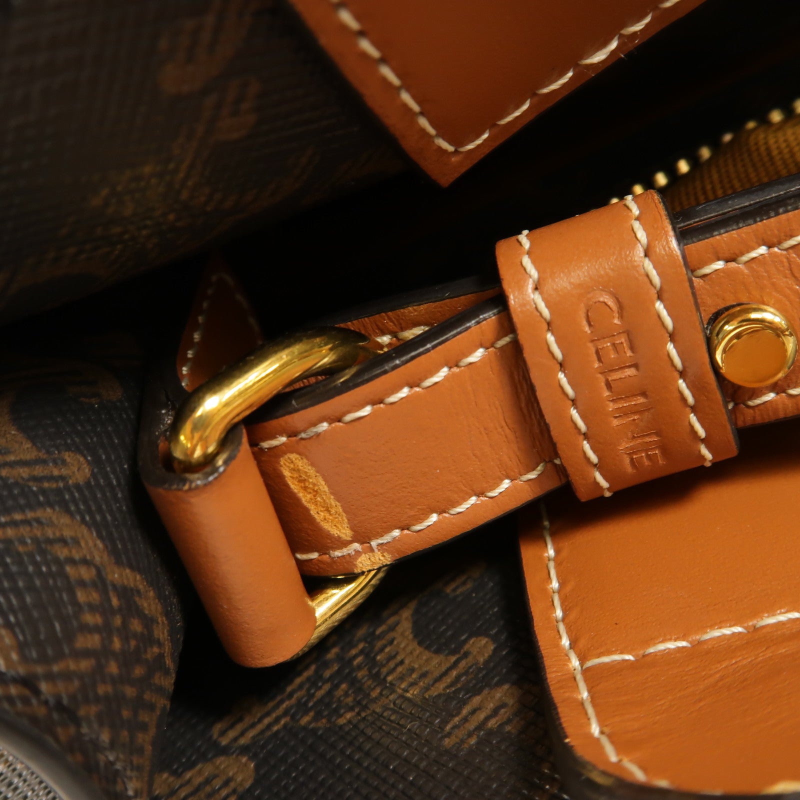 CELINE 塗層帆布Triomphe Cabas金扣手挽肩背兩用袋