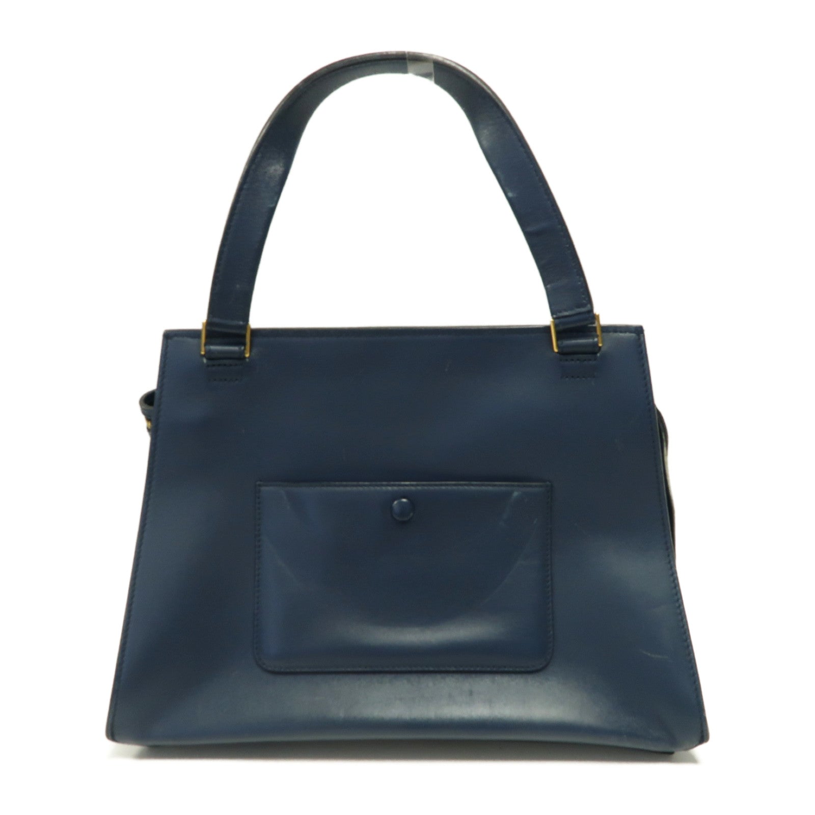 CELINE 【激減優惠】牛皮皮革Edge Bag金扣手挽袋深藍色
