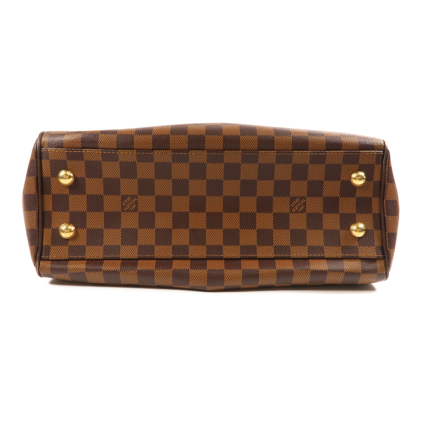 LOUIS VUITTON Damier Trevi金扣手挽肩背兩用袋棕色