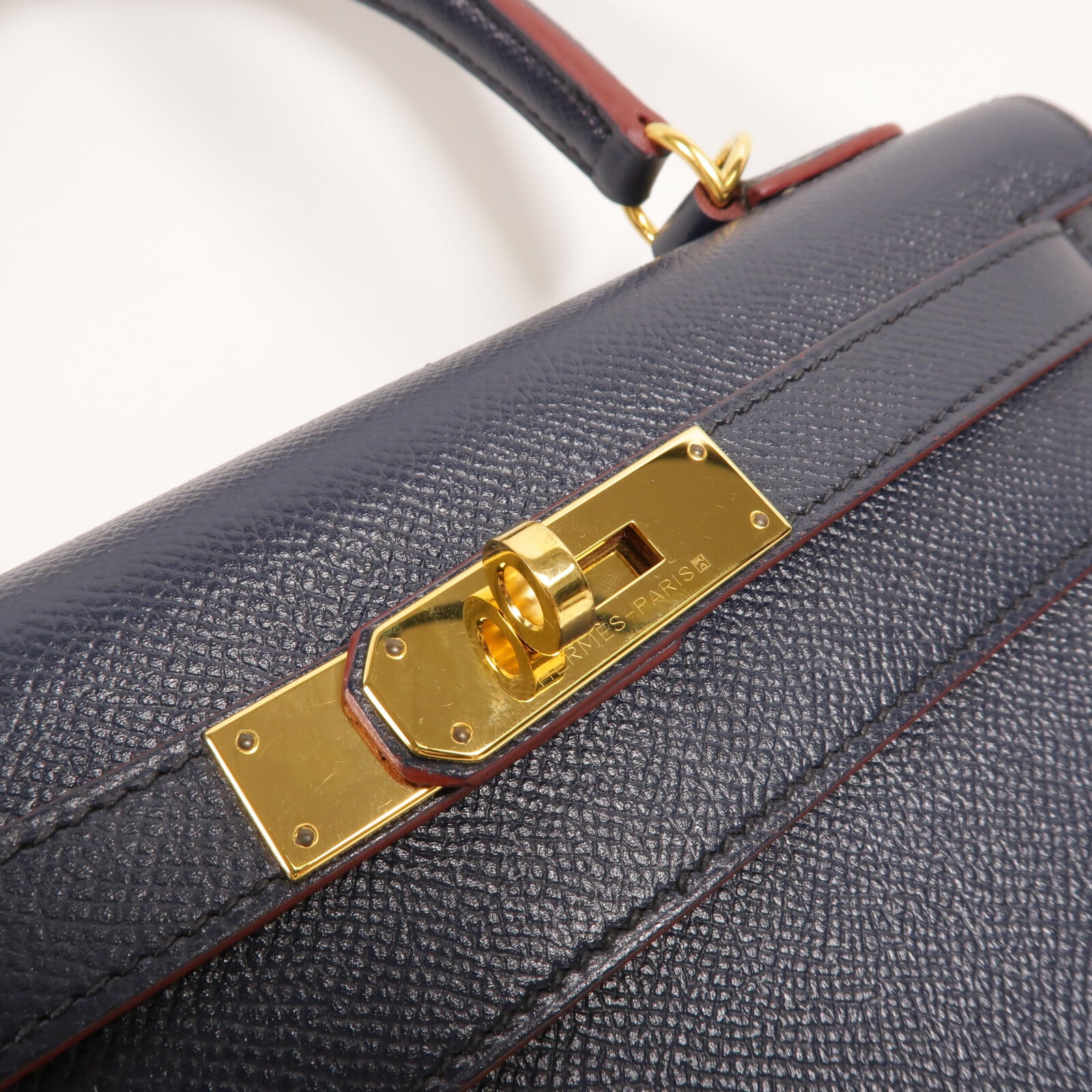 HERMES Epsom皮革Kelly 28手挽肩背兩用袋Bleu Indigo