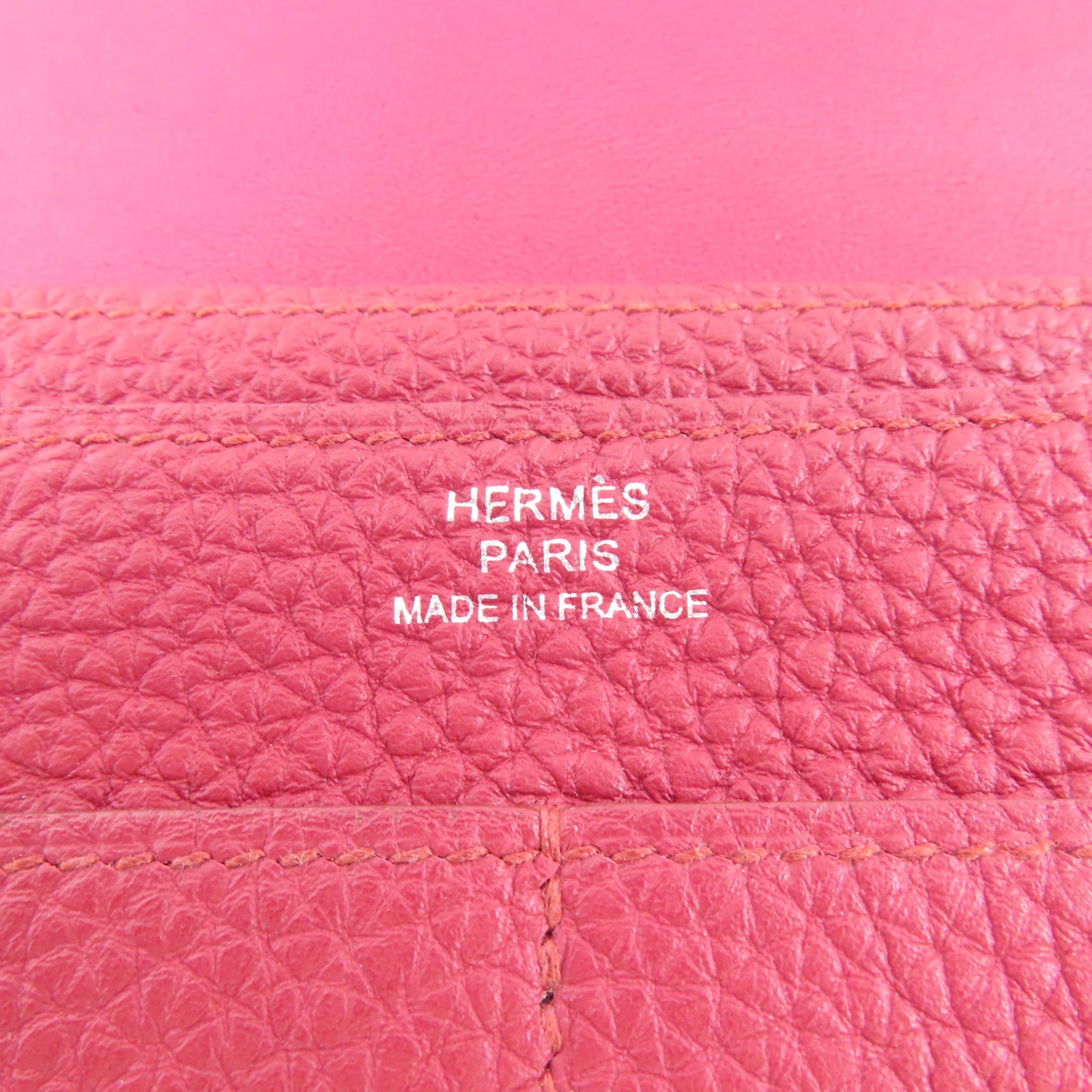 HERMES PHW Dogon GM Long Wallet Clemence Leather B5 Rubis