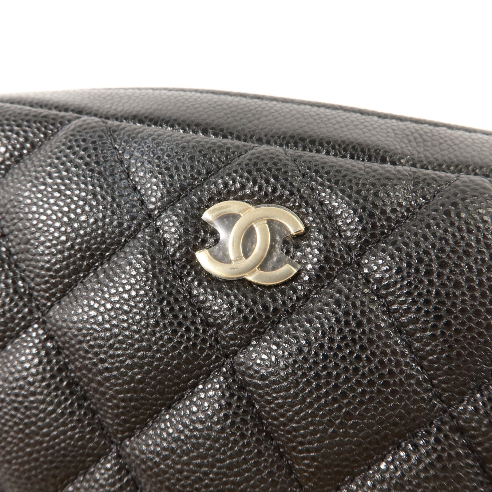CHANEL 牛皮皮革Classic Double Zipper Cosmetic Bag小袋