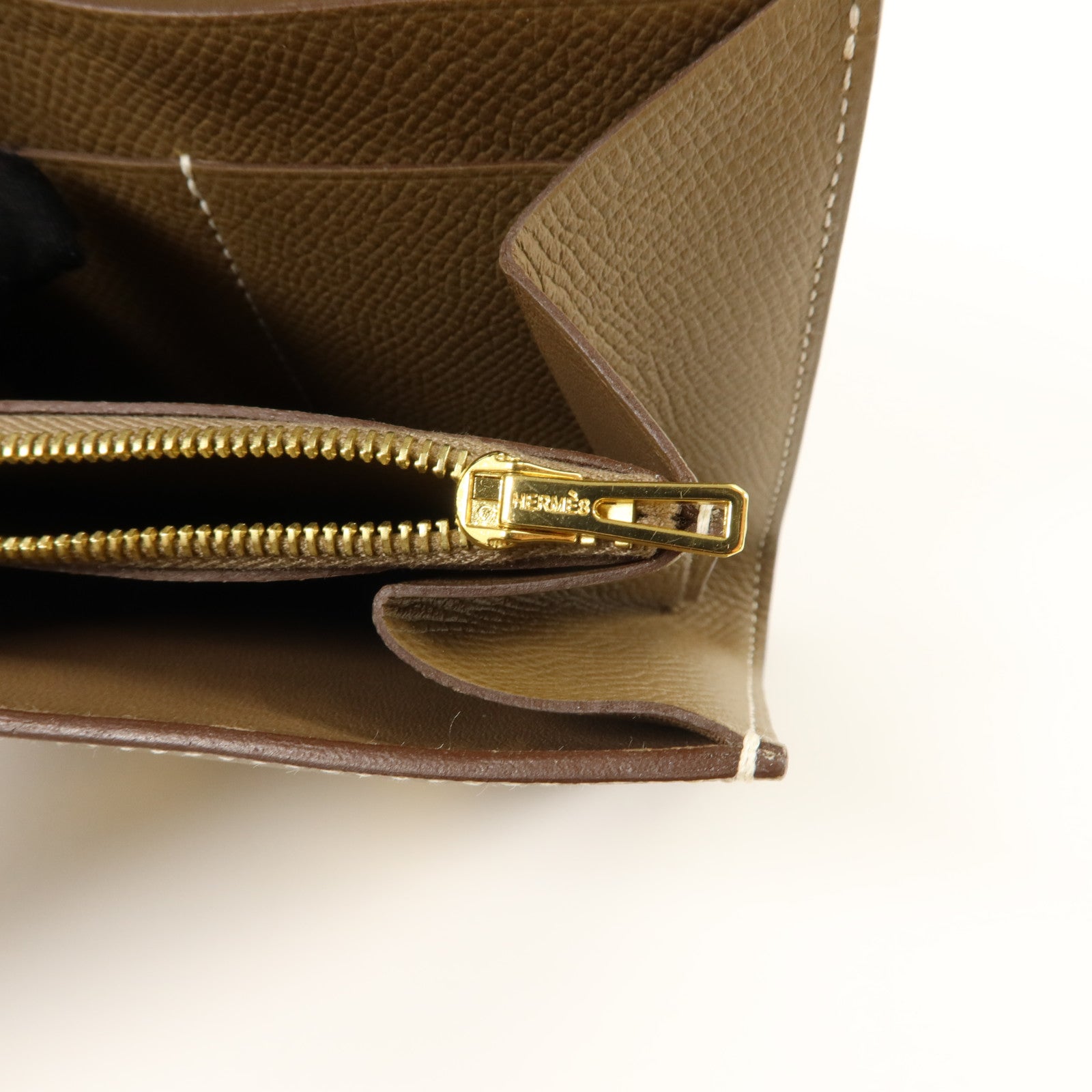 HERMES 【激減優惠】Epsom皮革Constance Compact Wallet錢包Etoupe