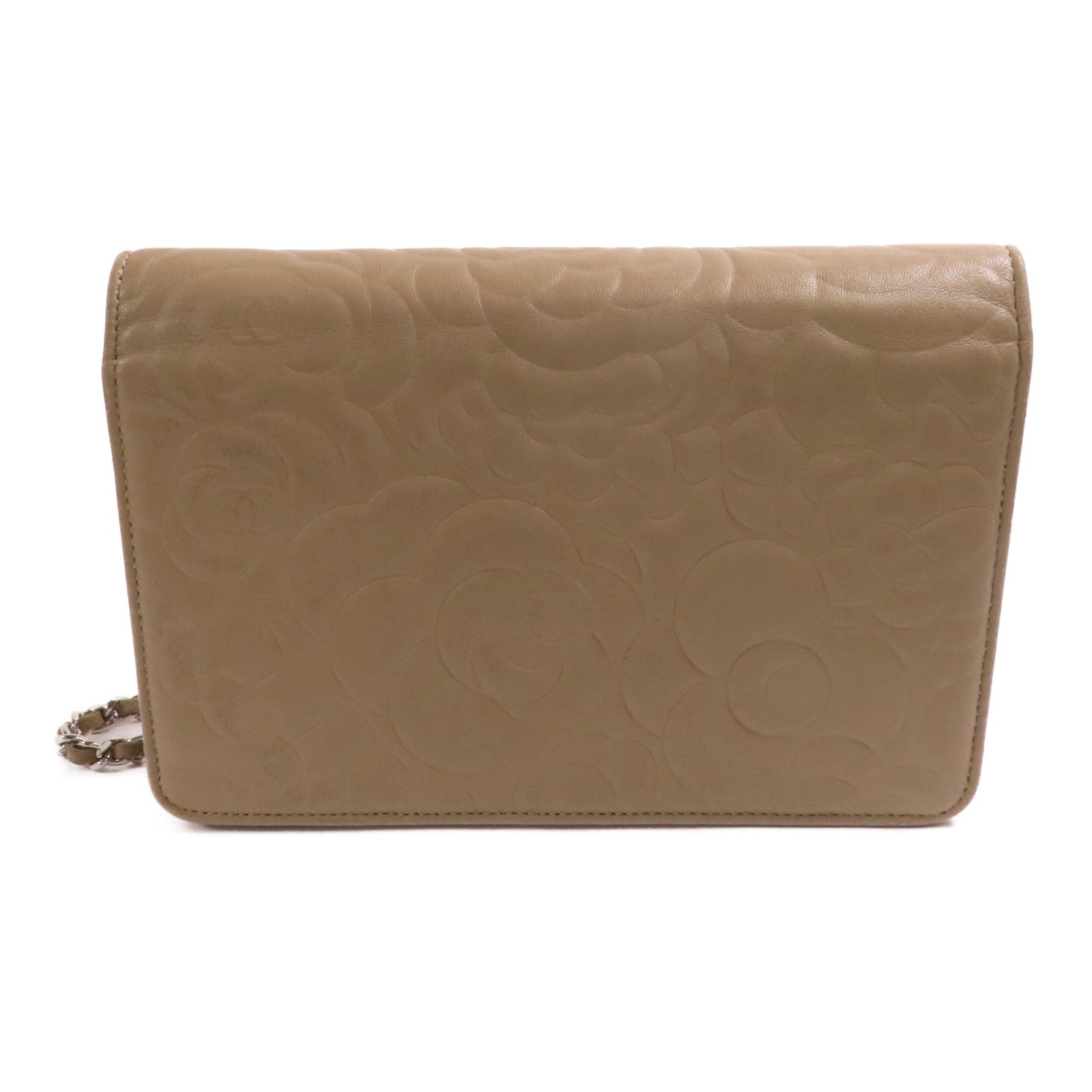 CHANEL 羊皮皮革WOC 19cm銀扣鏈帶肩背袋