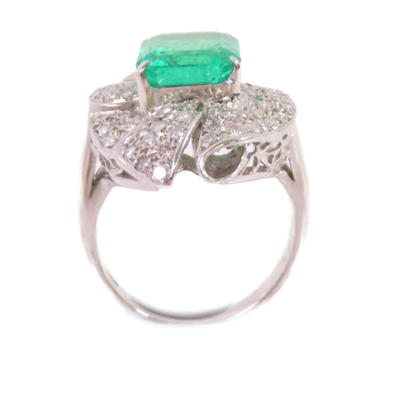 JEWELRY 【激減優惠】PT900鉑金/3.22ct綠寶石/0.82ct鑚石Emerald Diamond Ring戒指US#6.25