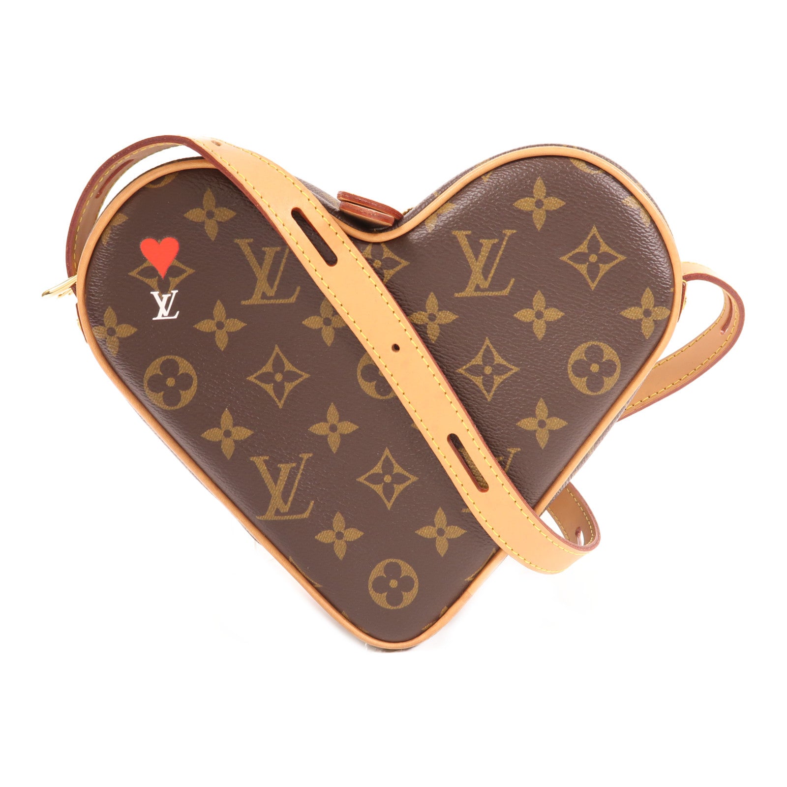 LOUIS VUITTON Monogram Game On Coeur金扣肩背袋啡色