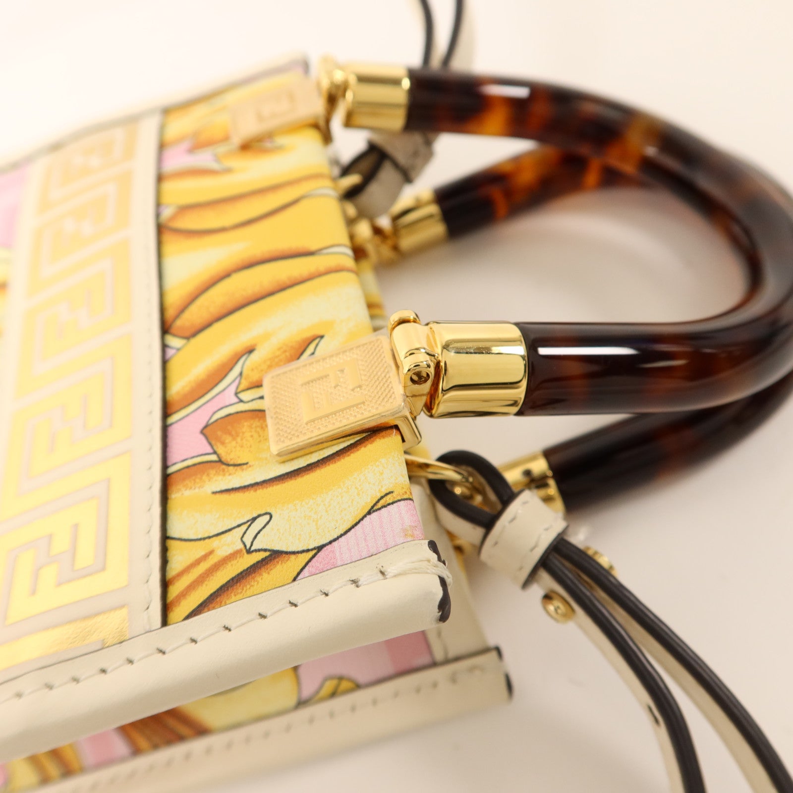 FENDI 【激減優惠】牛皮皮革Sunshine Mini金扣手挽肩背兩用袋