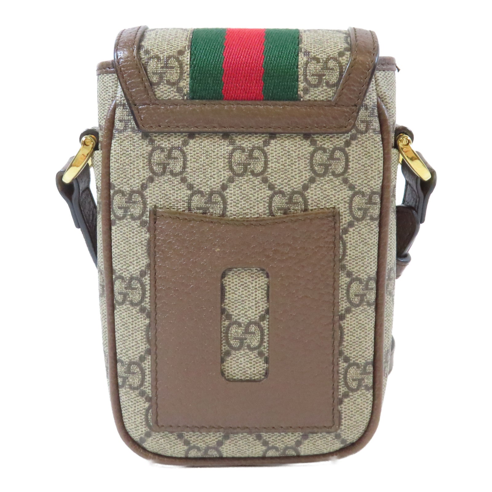 GUCCI 塗層帆布Ophidia Phone Bag金扣肩背袋啡色