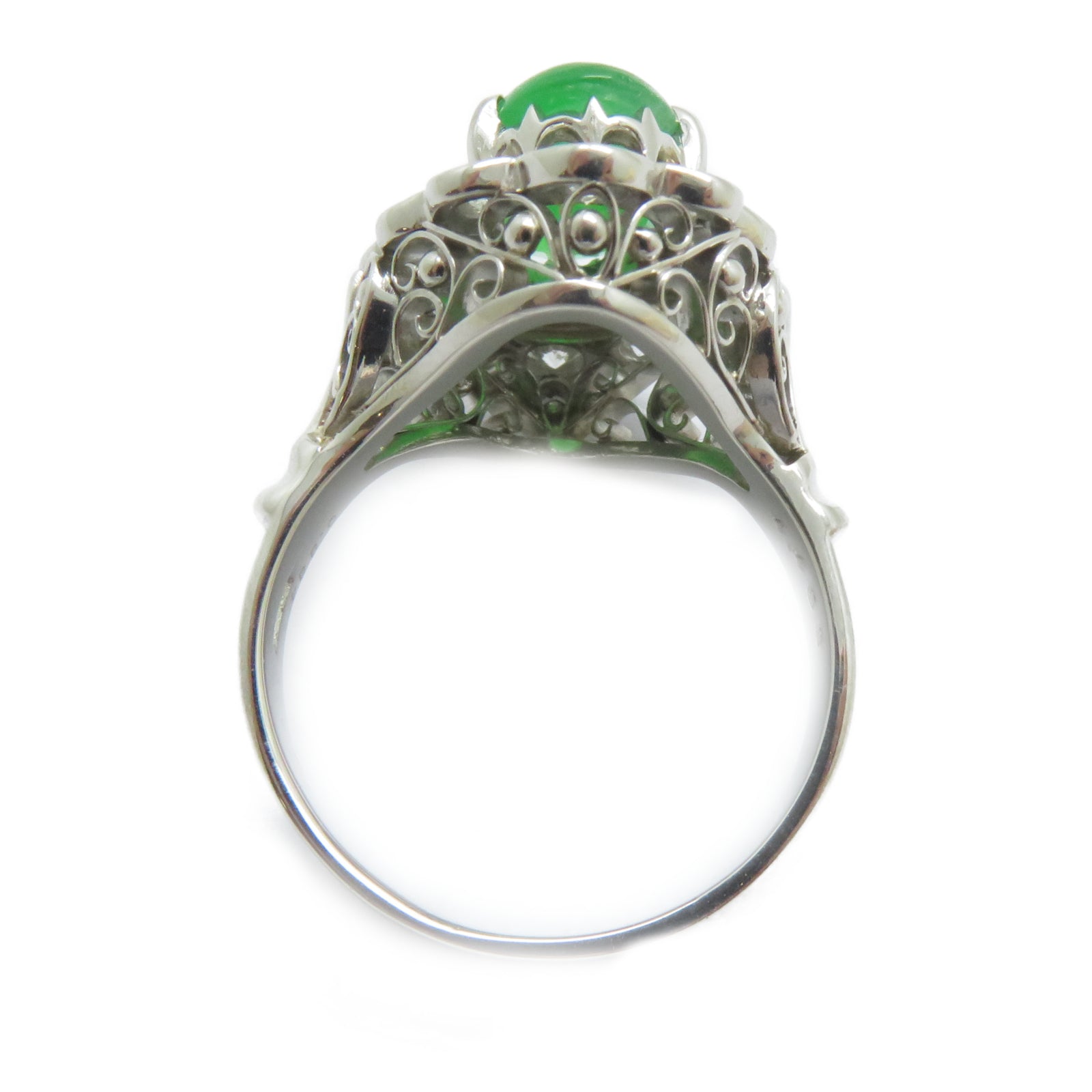 JEWELRY PT900鉑金Jade Ring 4.463ct翡翠/0.884ct鑚石戒指US#9.5