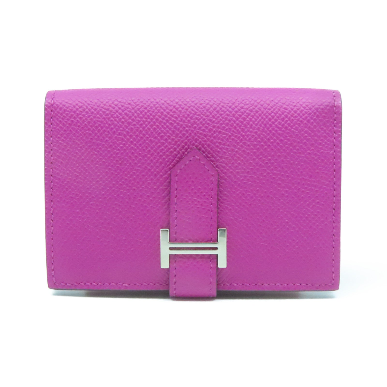 HERMES 【激減優惠】Epsom皮革Bearn Card Case銀扣卡片套Rose Pourpre玫瑰紫色
