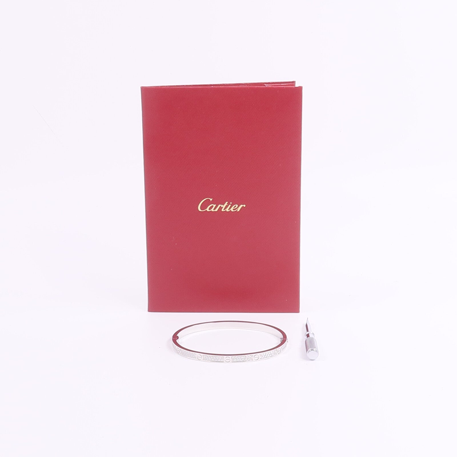 CARTIER 18K白金Love Bracelet Small Model Paved鑽石手鐲