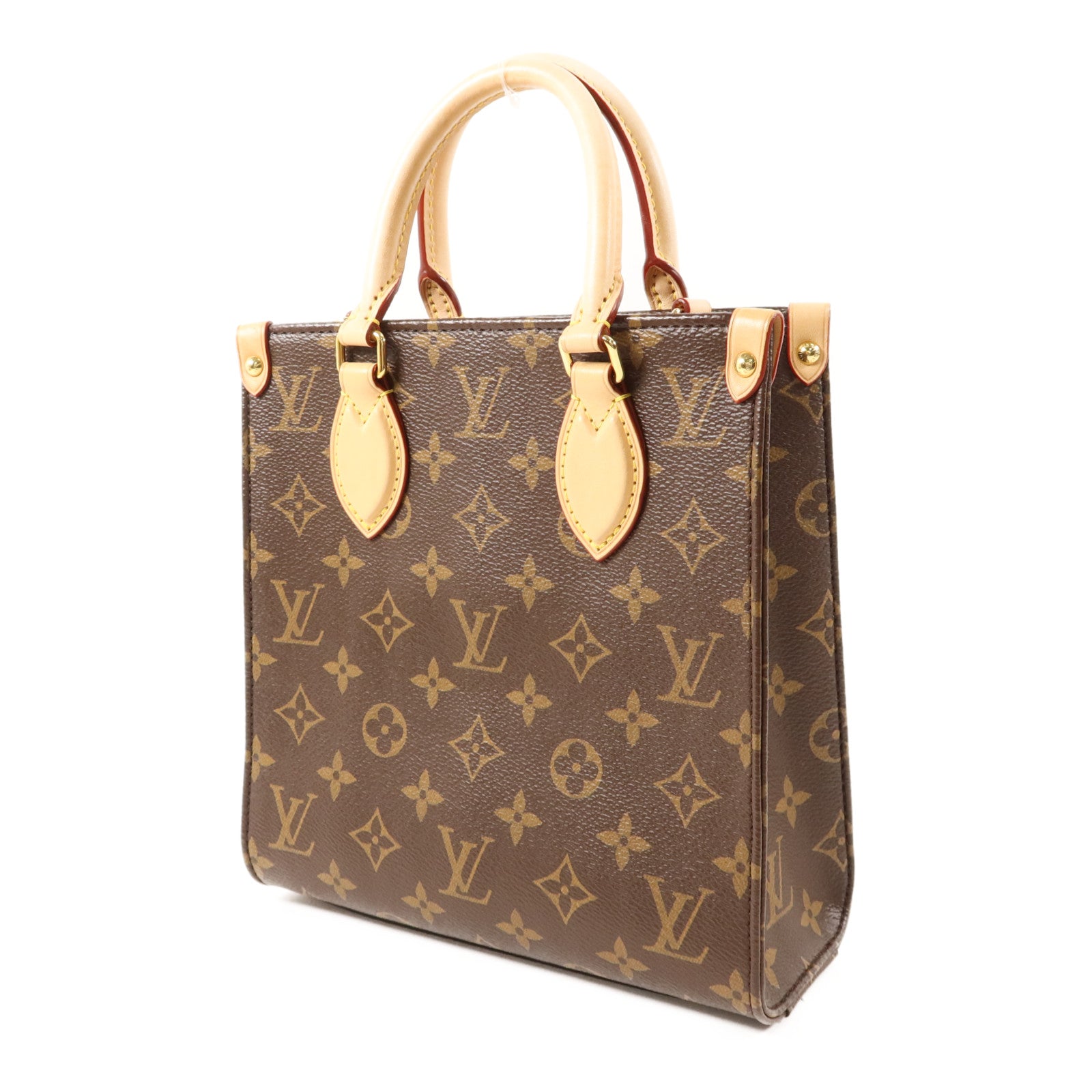 LOUIS VUITTON Monogram Sac Plat BB金扣手挽肩背兩用袋棕色