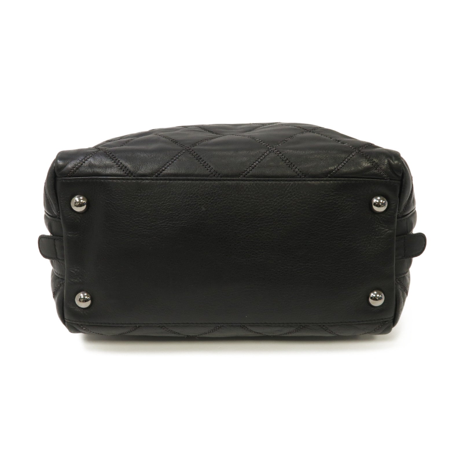 CHANEL 【激減優惠】牛皮皮革Totebag銀扣手挽袋黑色