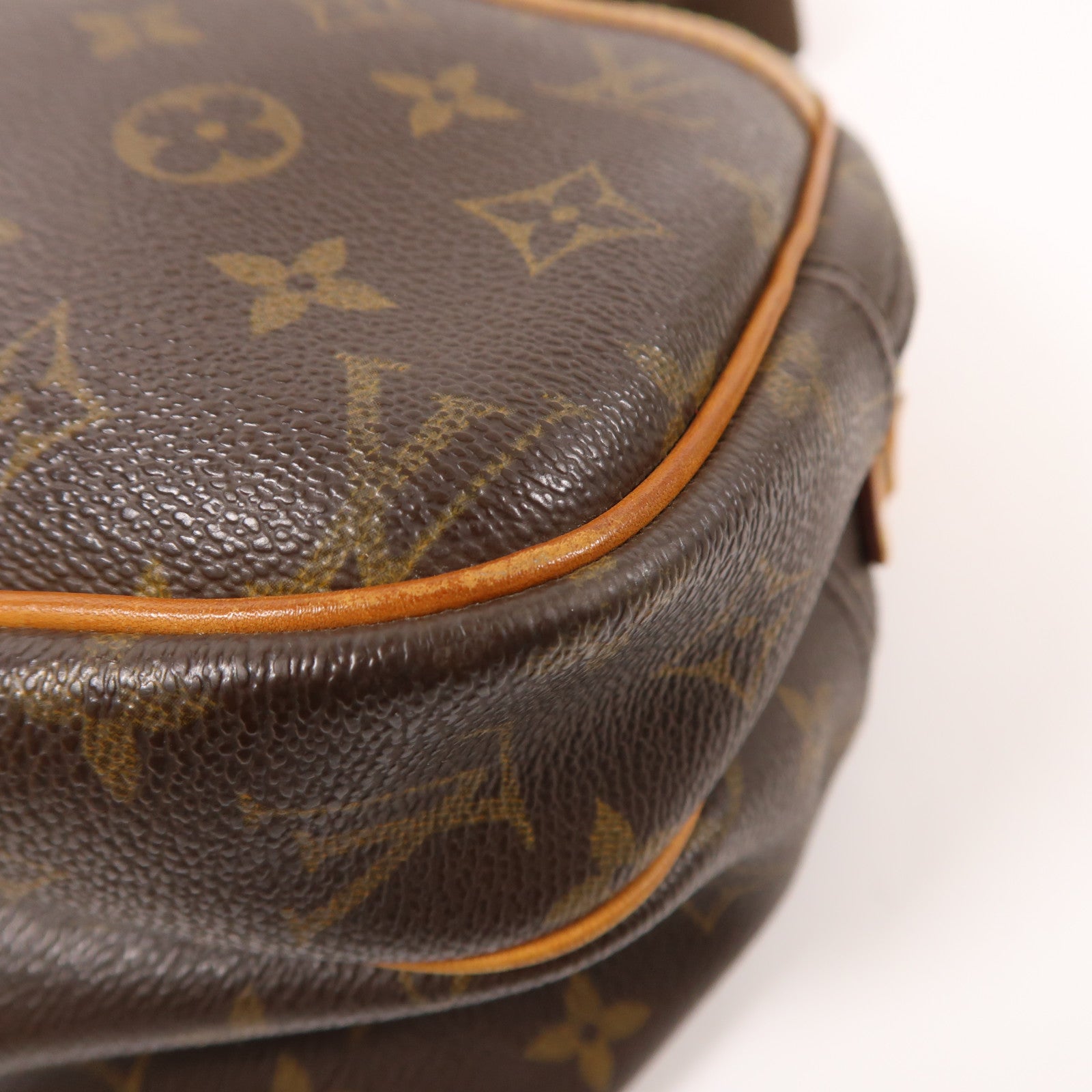 LOUIS VUITTON Monogram Reporter PM金扣肩背袋棕色
