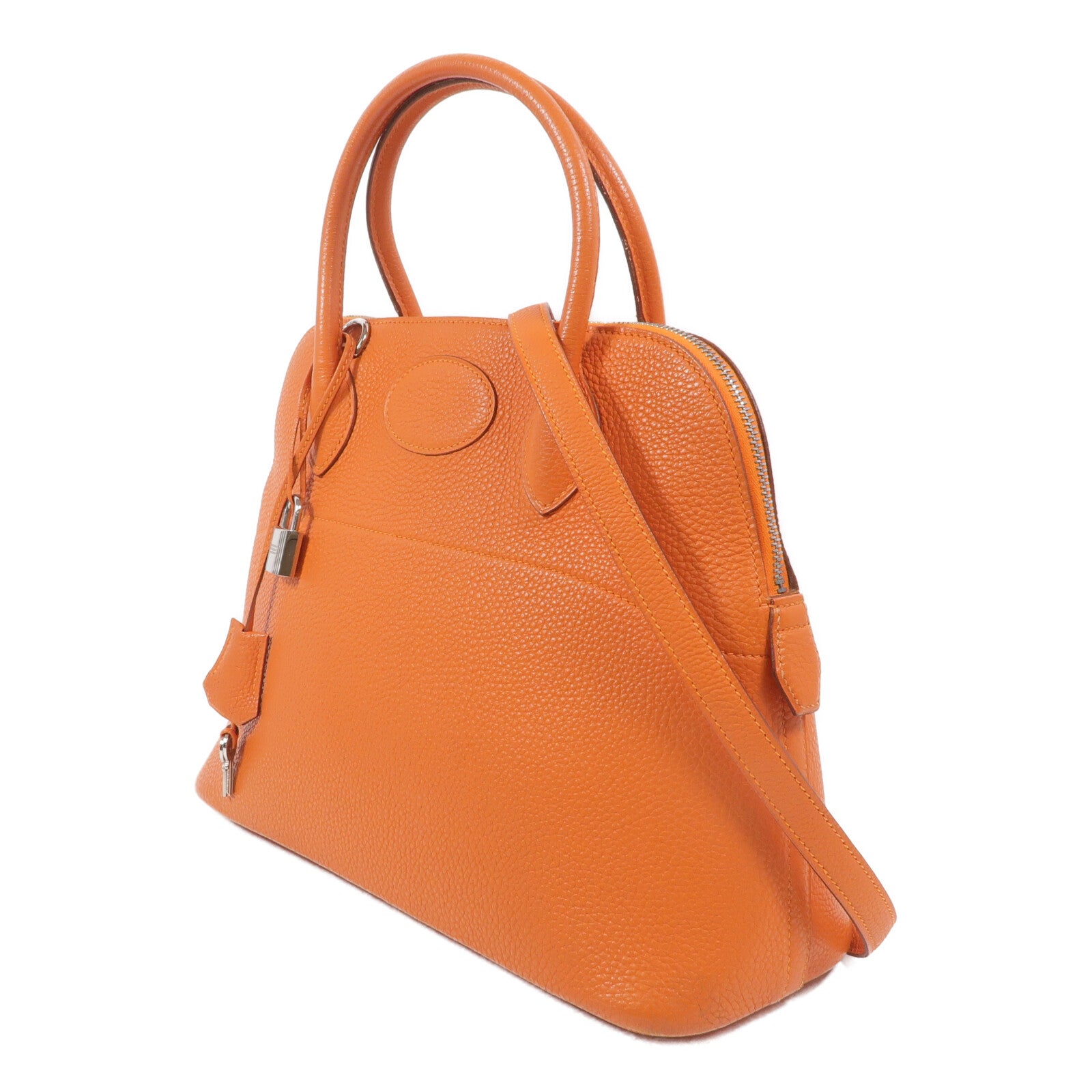 HERMES Clemence皮革Bolide 31手挽袋Orange