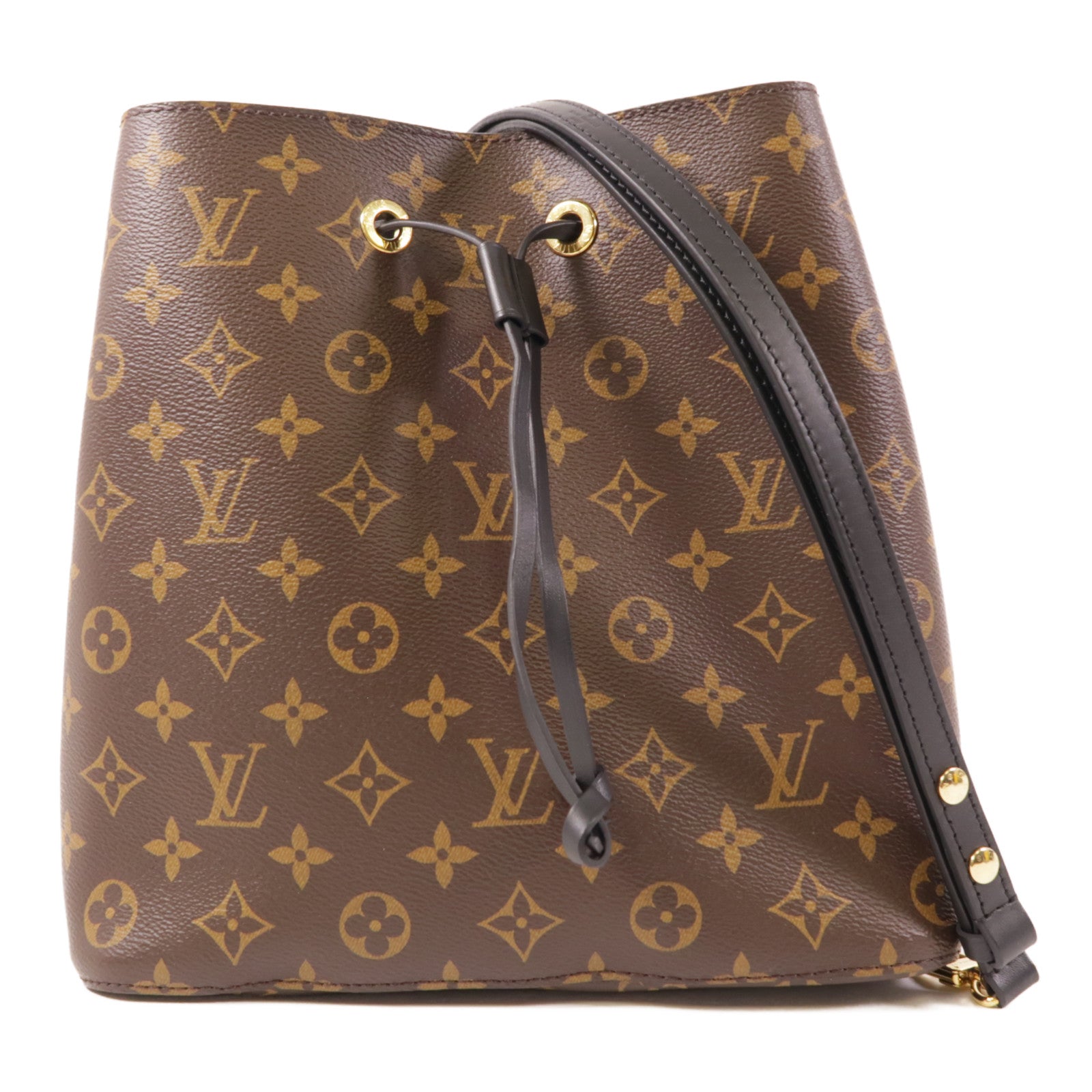 LOUIS VUITTON Monogram Neo Noe MM金扣肩背袋棕色
