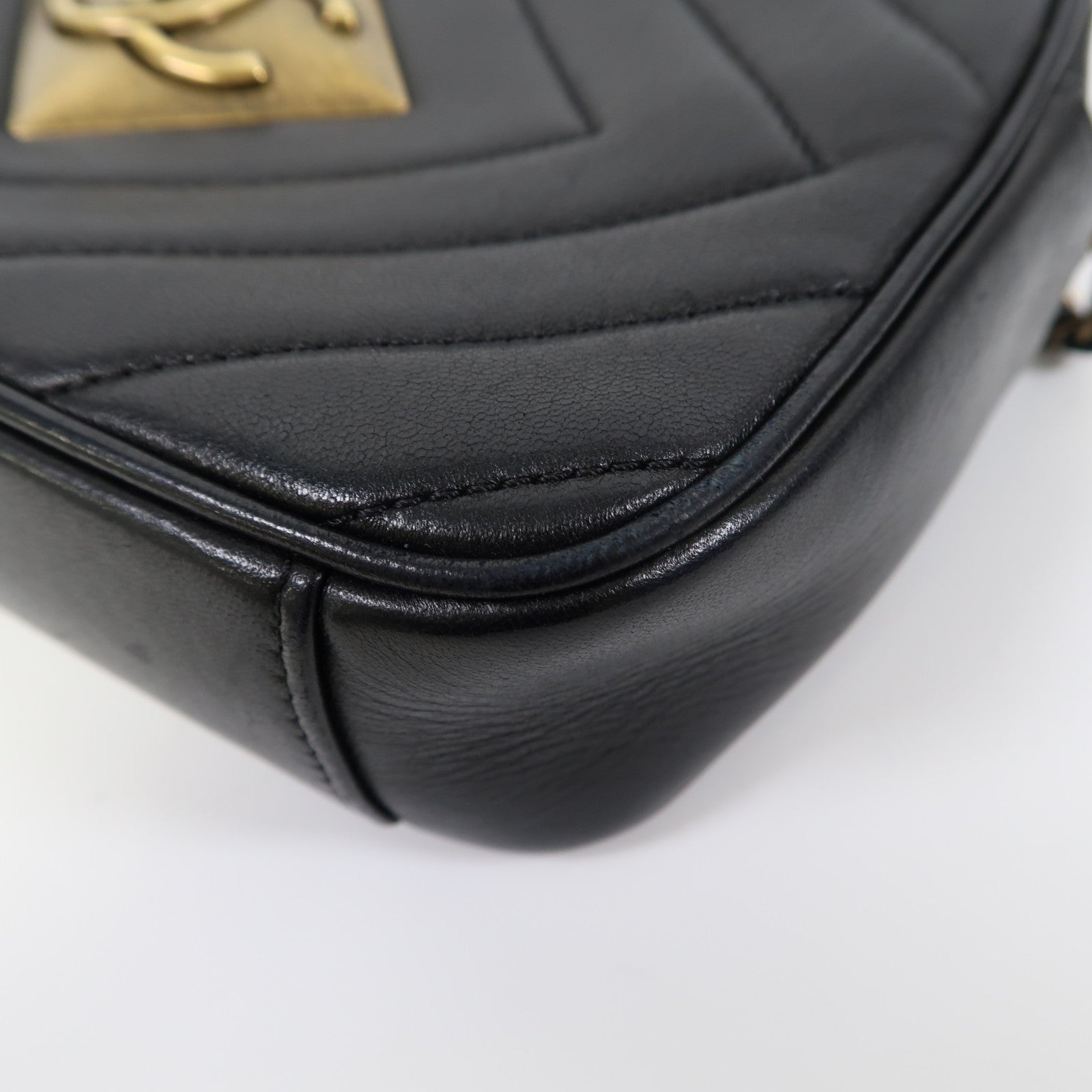 CHANEL 【激減優惠】羊皮皮革Chain Shoulder金扣鏈帶肩背袋黑色
