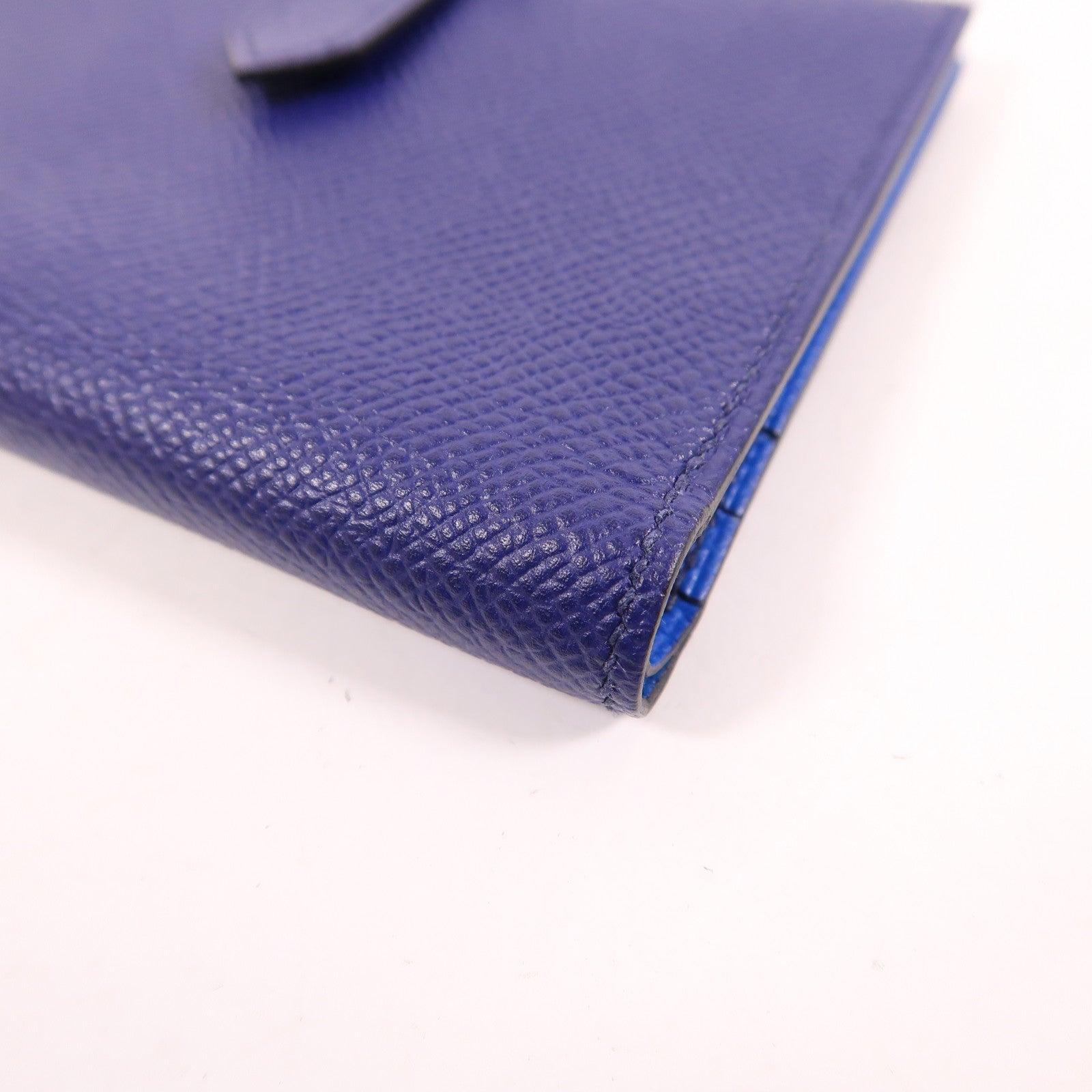 HERMES Epsom皮革Bearn Wallet銀扣錢包Deep Bleu/Bleu Electrique