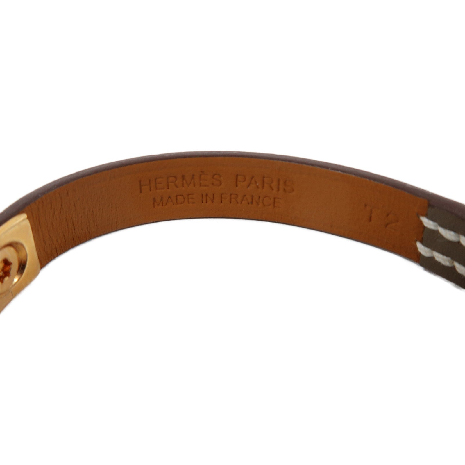 HERMES Swift皮革Rivale Mini Bracelet金扣手鐲象灰色