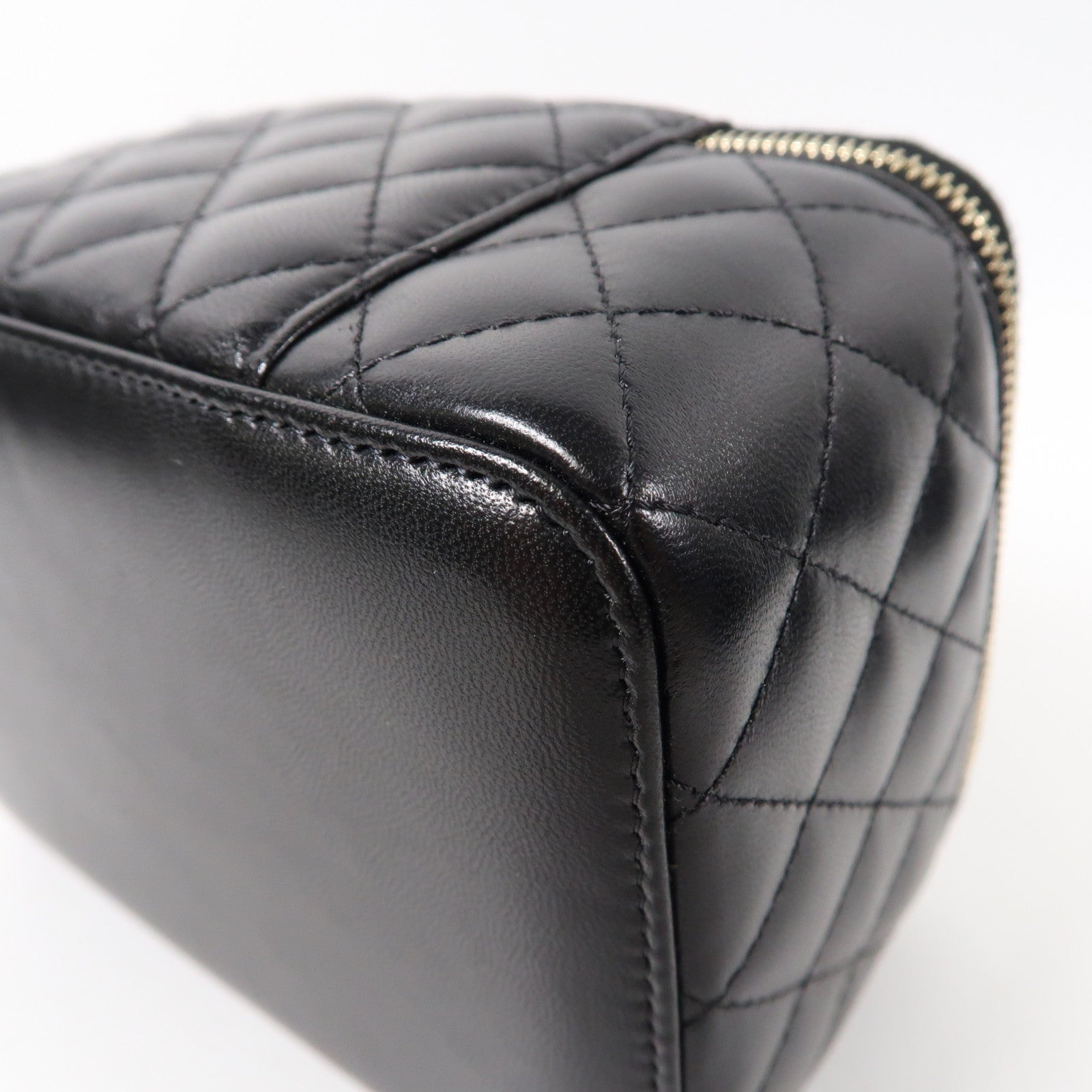 CHANEL 菱格羊皮皮革Jewelry Box銀扣手拿包黑色
