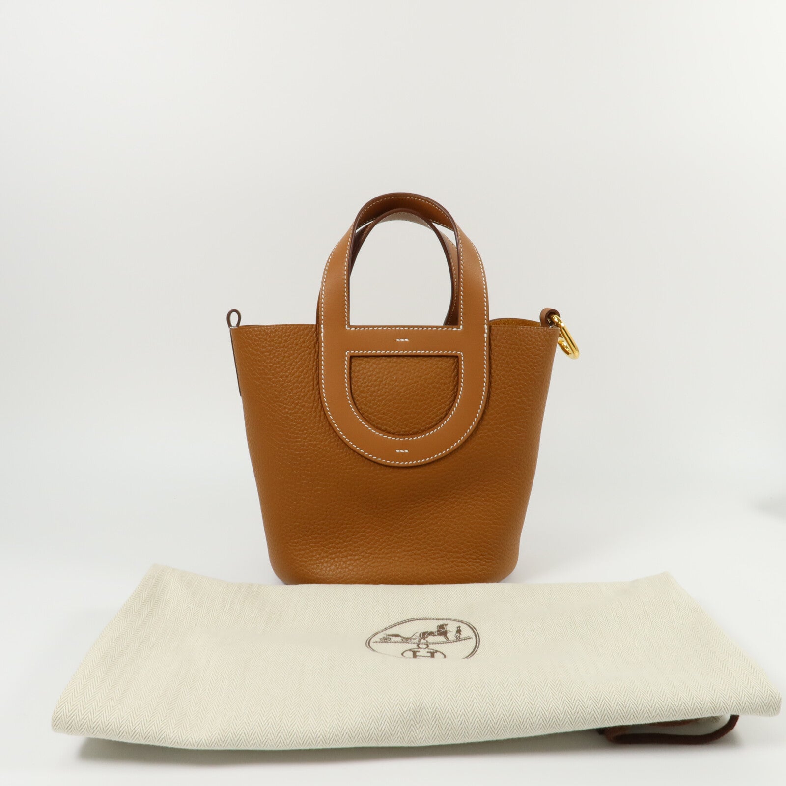 HERMES Clemence皮革In The Loop 18手挽袋Gold