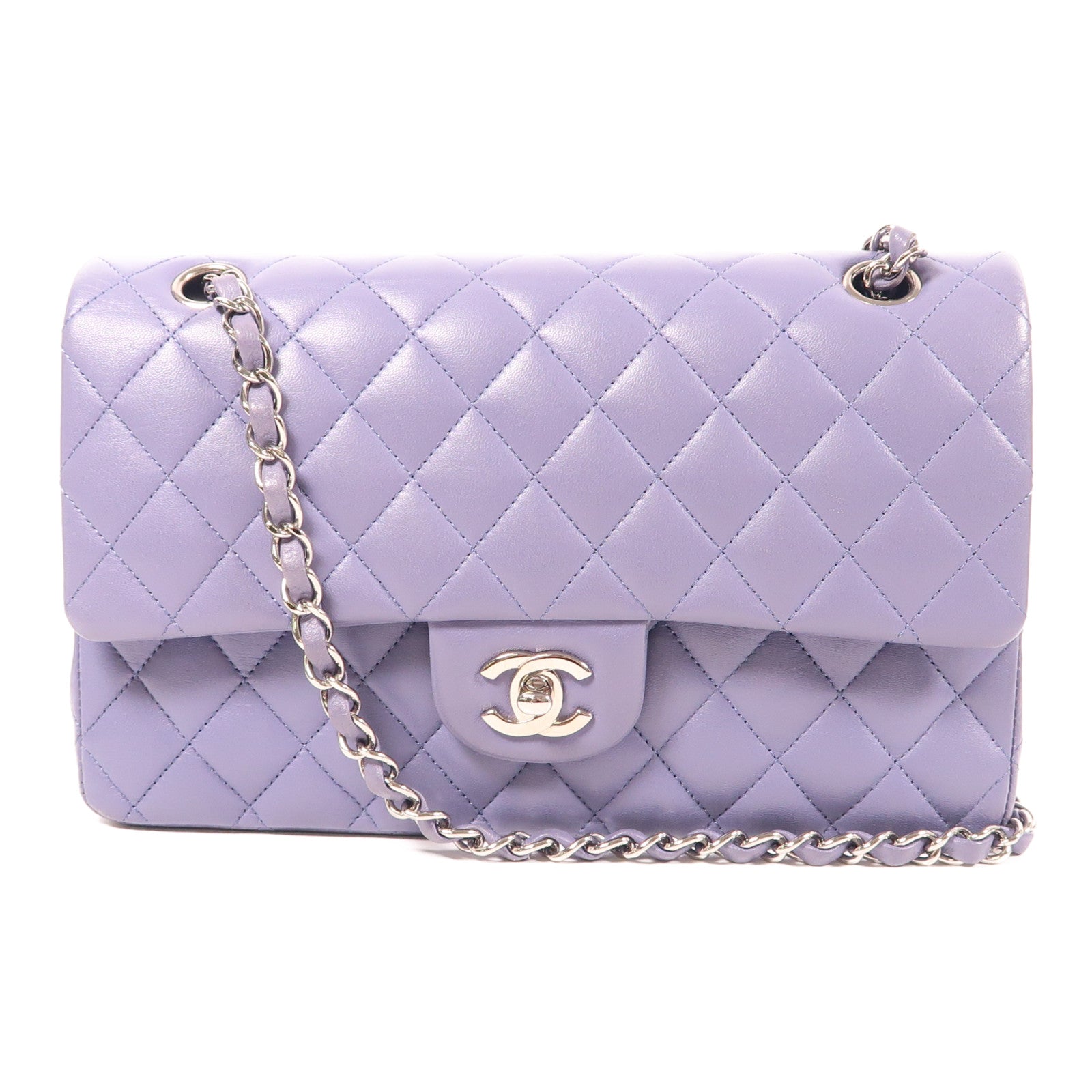 CHANEL 羊皮皮革Classic 25銀扣鏈帶肩背袋