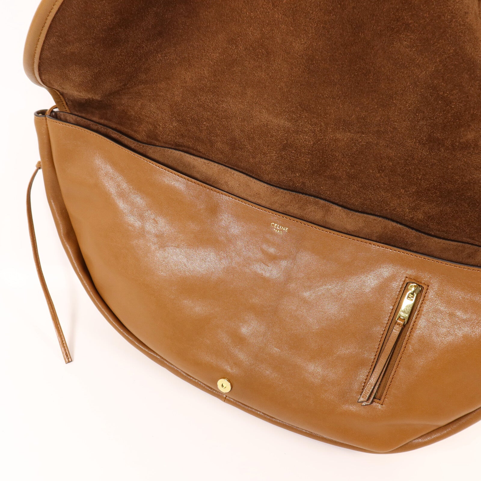 CELINE 牛皮皮革Halfmoon Soft Han金扣手挽肩背兩用袋