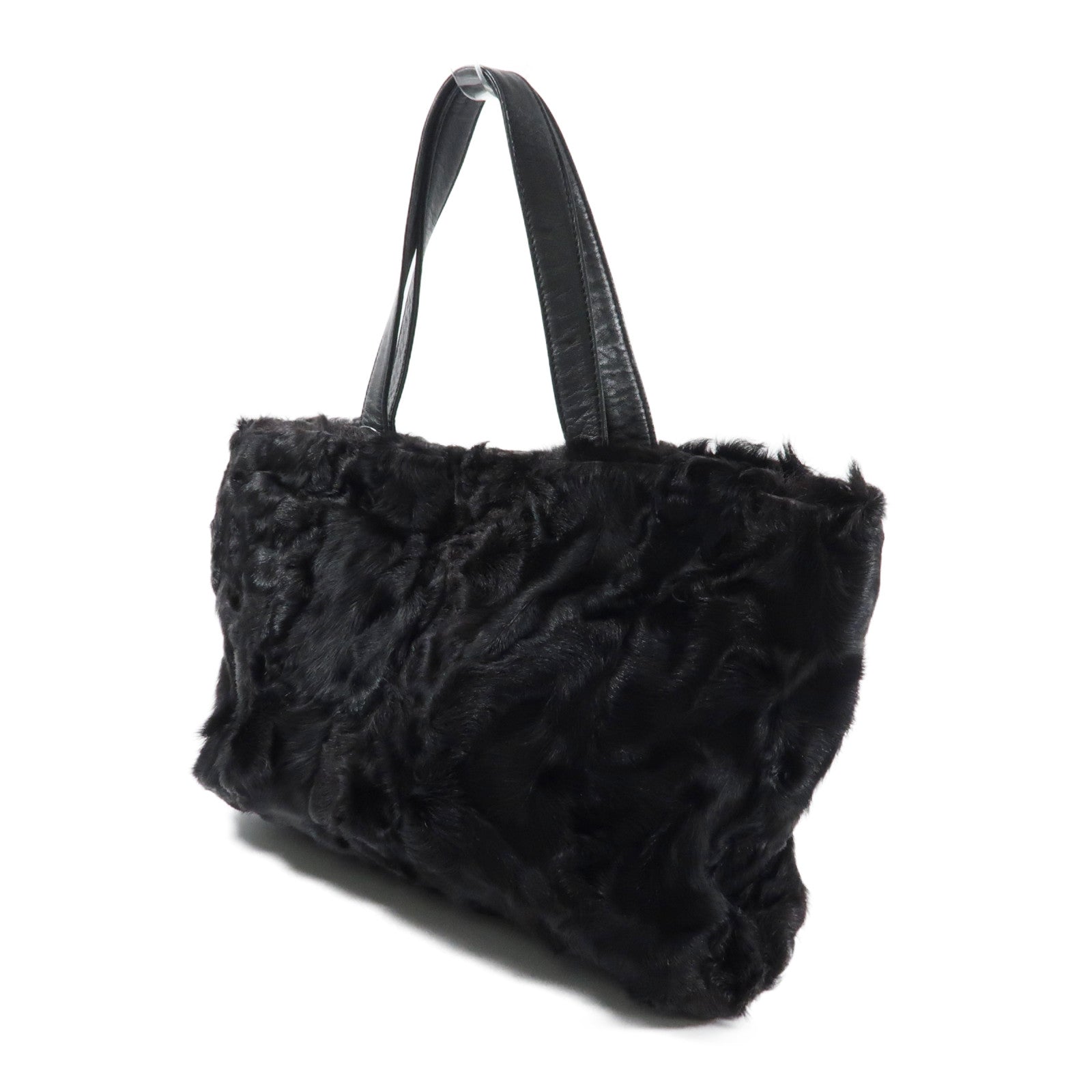 LOEWE 水貂皮草Tote Bag金扣手挽袋