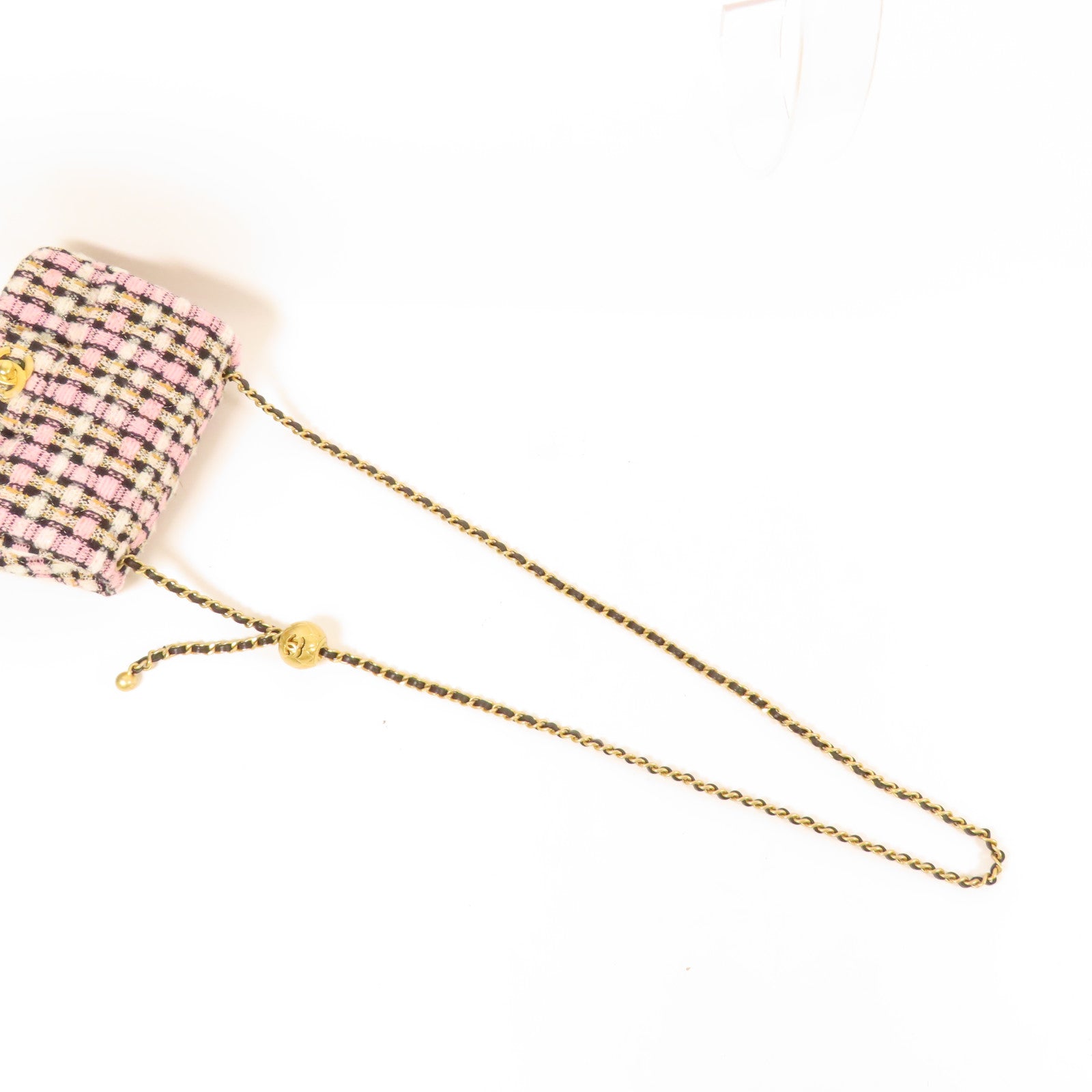 CHANEL 粗花呢Chain Shoulder金扣鏈帶肩背袋